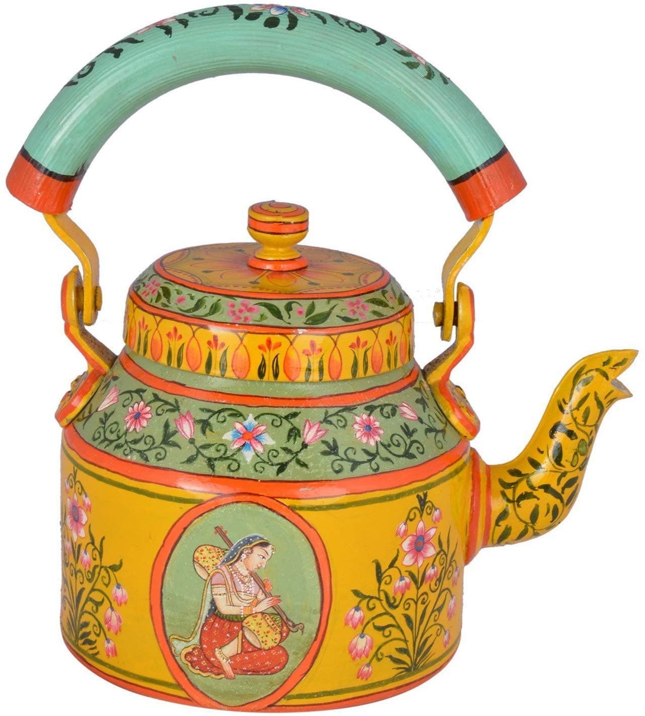 PRASTARA Beautiful Decorative Fancy and Designer Hand-Painted Multicolor Tea Kettle Pot