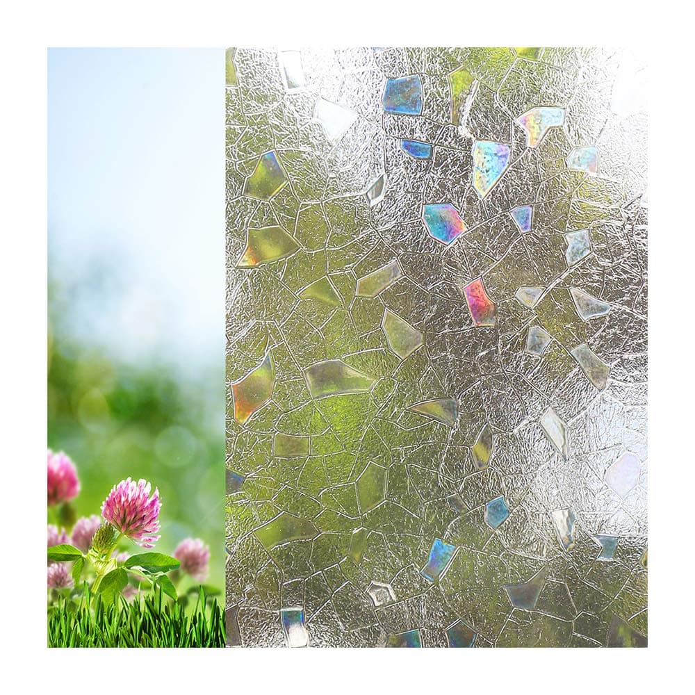 Xindinyi Stained Glass Frosted Static Cling Glass Non Adhesive Decorative Window Film for Office Home Living Room Bathroom Kitchen (17.3"x78.7", Style-Splinter)