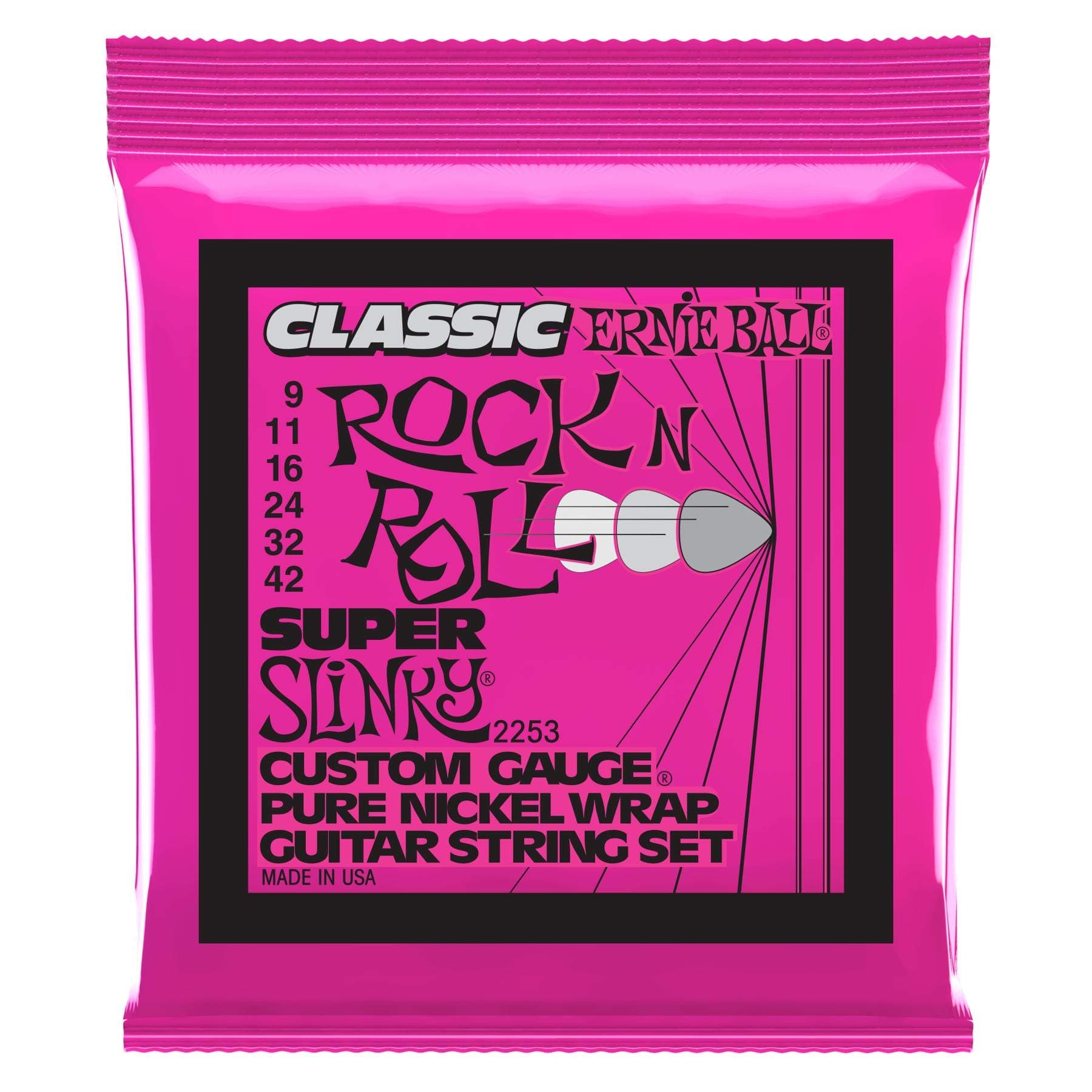 Super Slinky Classic Rock n Roll Pure Nickel Wrap Electric Guitar Strings - 9-42 Gauge