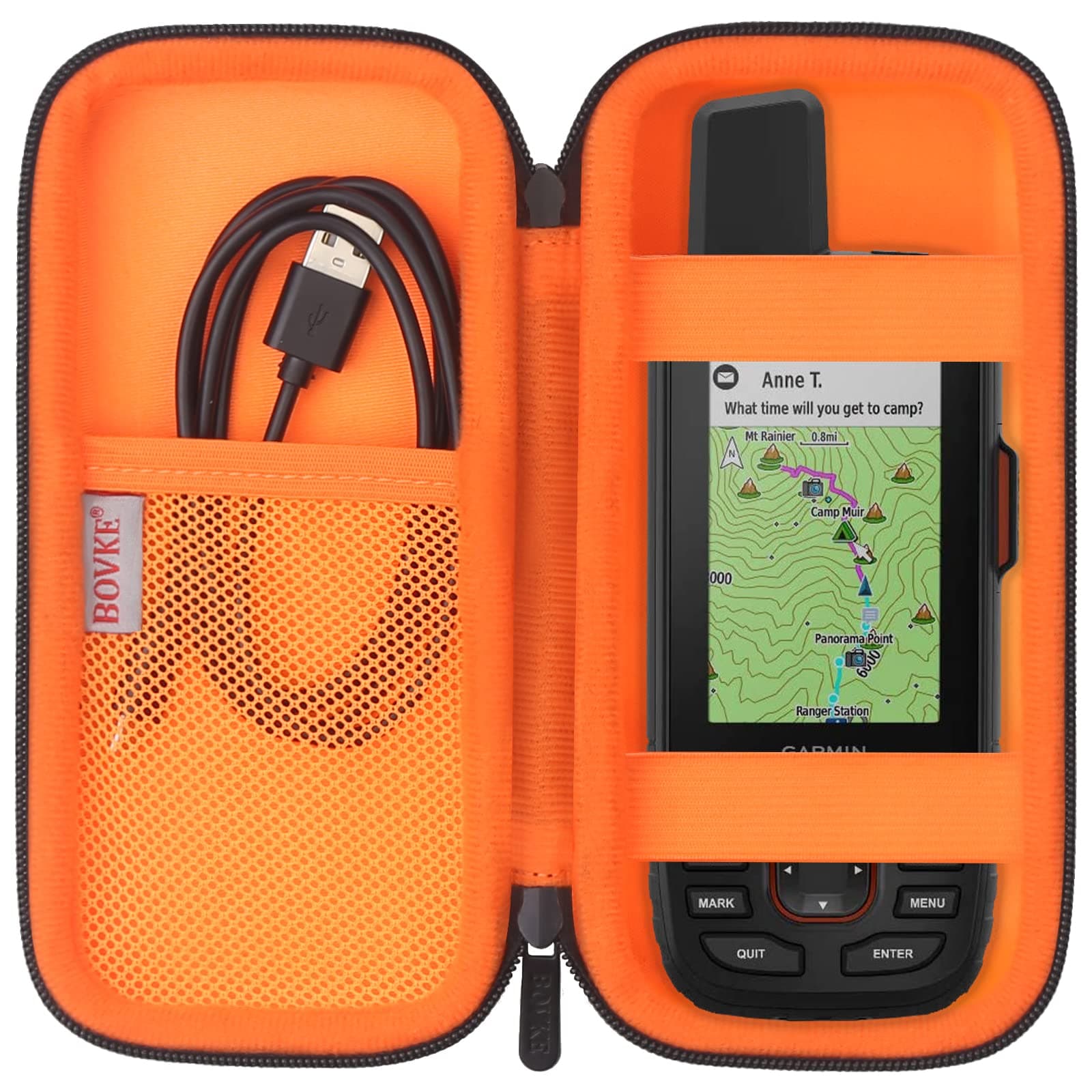 BOVKE Carrying GPS Case for Garmin GPSMAP 66i, Garmin inReach Explorer+, GPS Navigation Holder for Garmin GPSMAP 78sc 66s Handheld Satellite Communicator, Mesh Pocket fit Charging Cables, Black