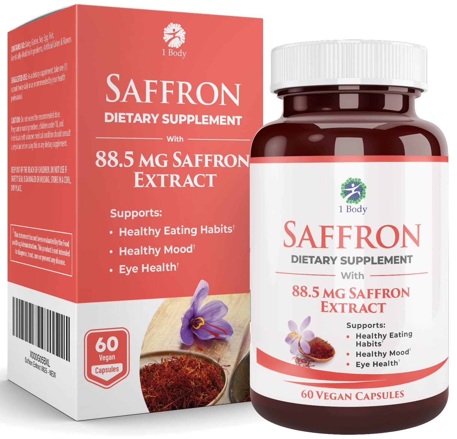 Saffron Extract 8825 Antioxidant & Mood Support Supplement 88.5 mg of Pure Safranal per Vegetarian Capsule