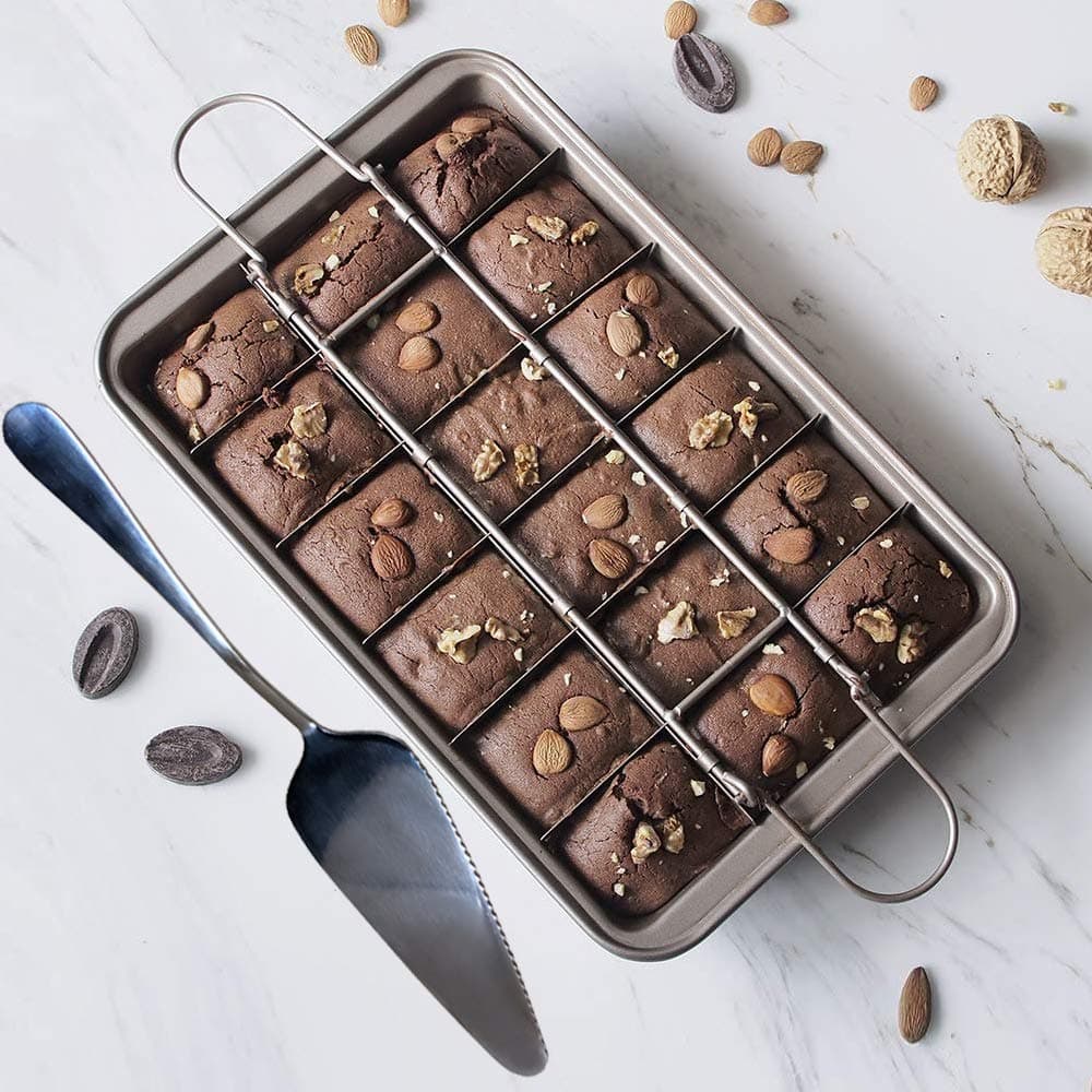 Brownie Pans with Dividers Silcer - High Carbon Steel Diveded Brownie Pan 18-Cavity 12 x 8 x 2 inches