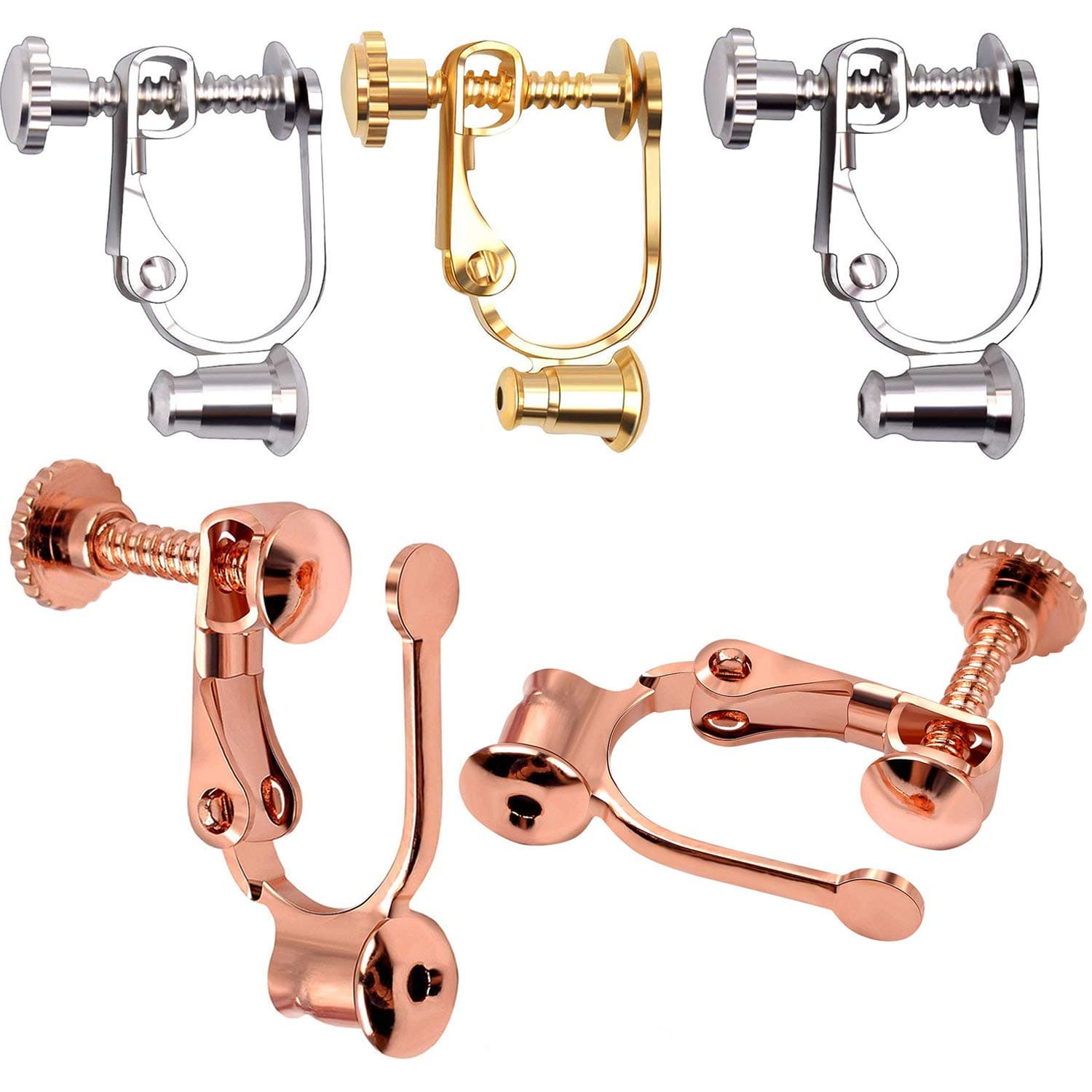 Aylifu 16 Pieces Clip-on Earring Converter Set, Screw Type Earring Converters, Non-Pierced Ears Jewellery Making - 4 Colors