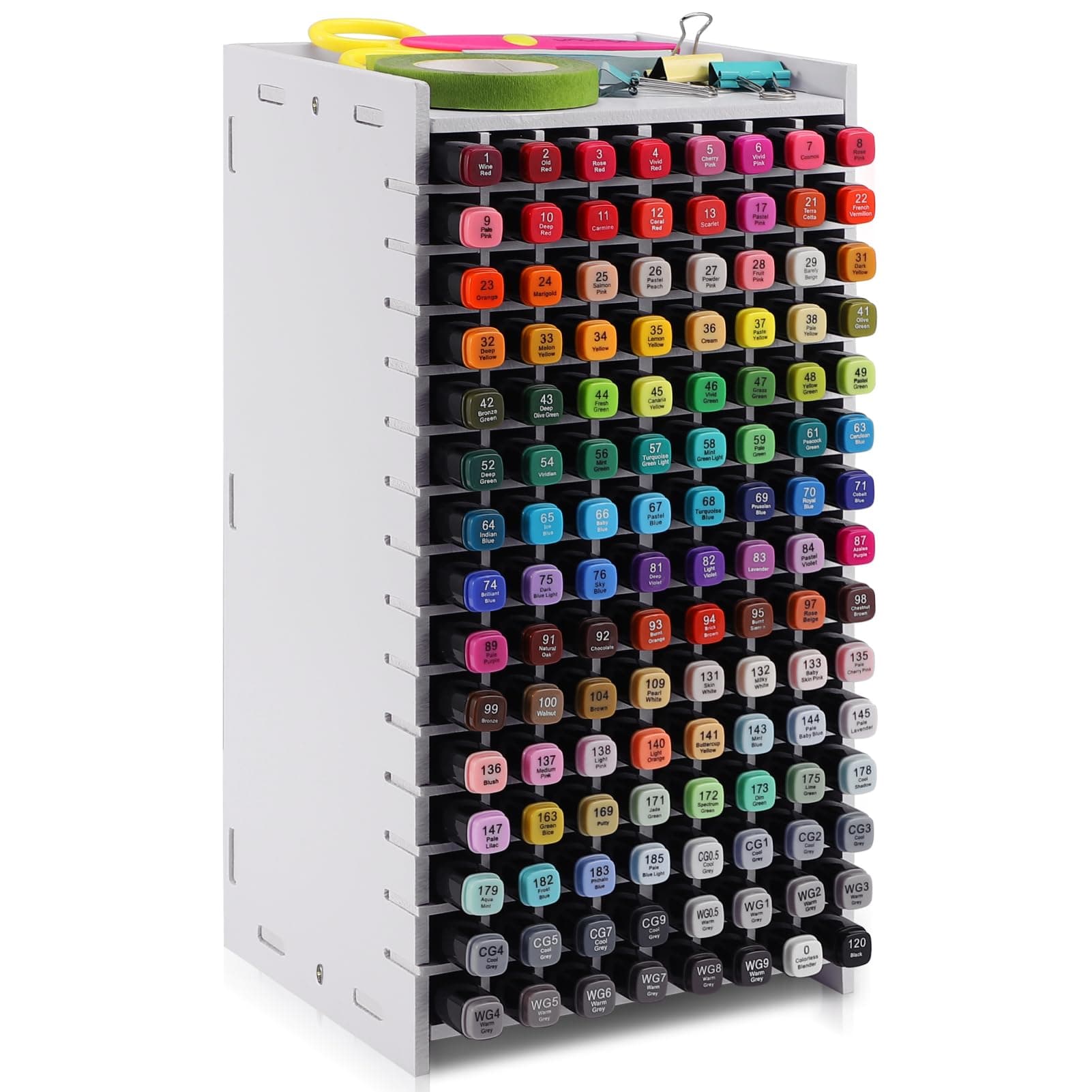 Marker Organizer, 120 Slots Marker Holder Organizer, Marker Storage with Divider Art Marker Rack for Pens Colored Pencils Art Brushes Adjustable Pencil Holder for Desk Organizer