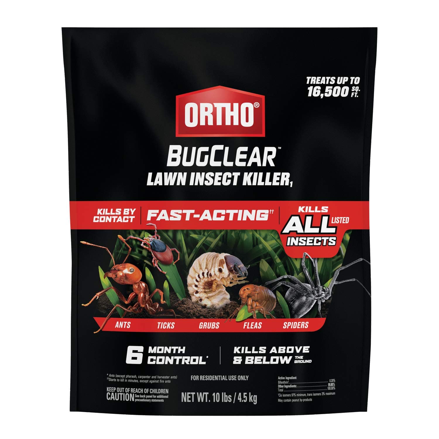 Ortho BugClear Lawn Insect Killer1: Treats up to 16,500 sq. ft. ., Protect Your Yard & Garden Against Ants, Spiders, Ticks, Armyworms, Fleas & Grubs, 10 lbs.