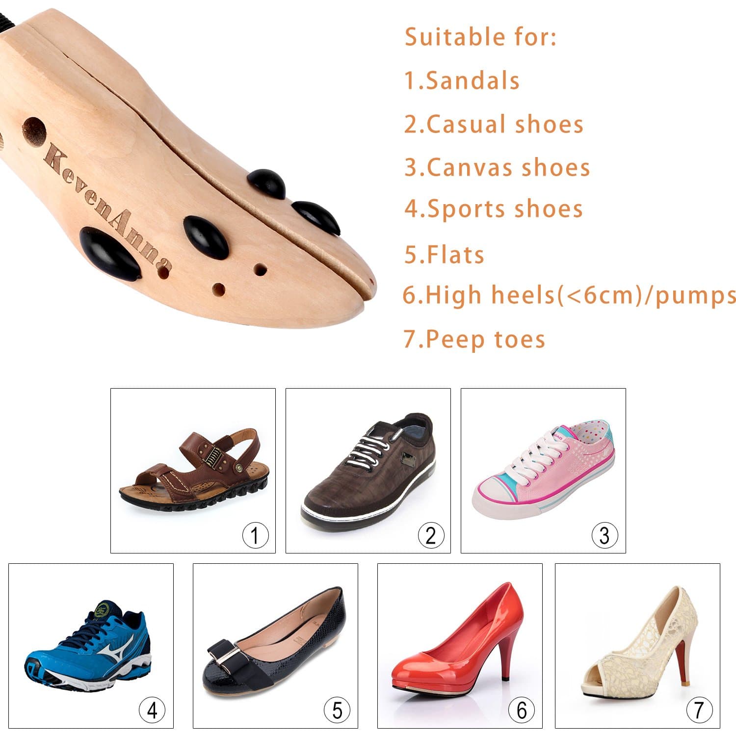 Pair of Premium Professional 2-way Shoe Trees, Wooden Shoe Stretcher for Men or Women