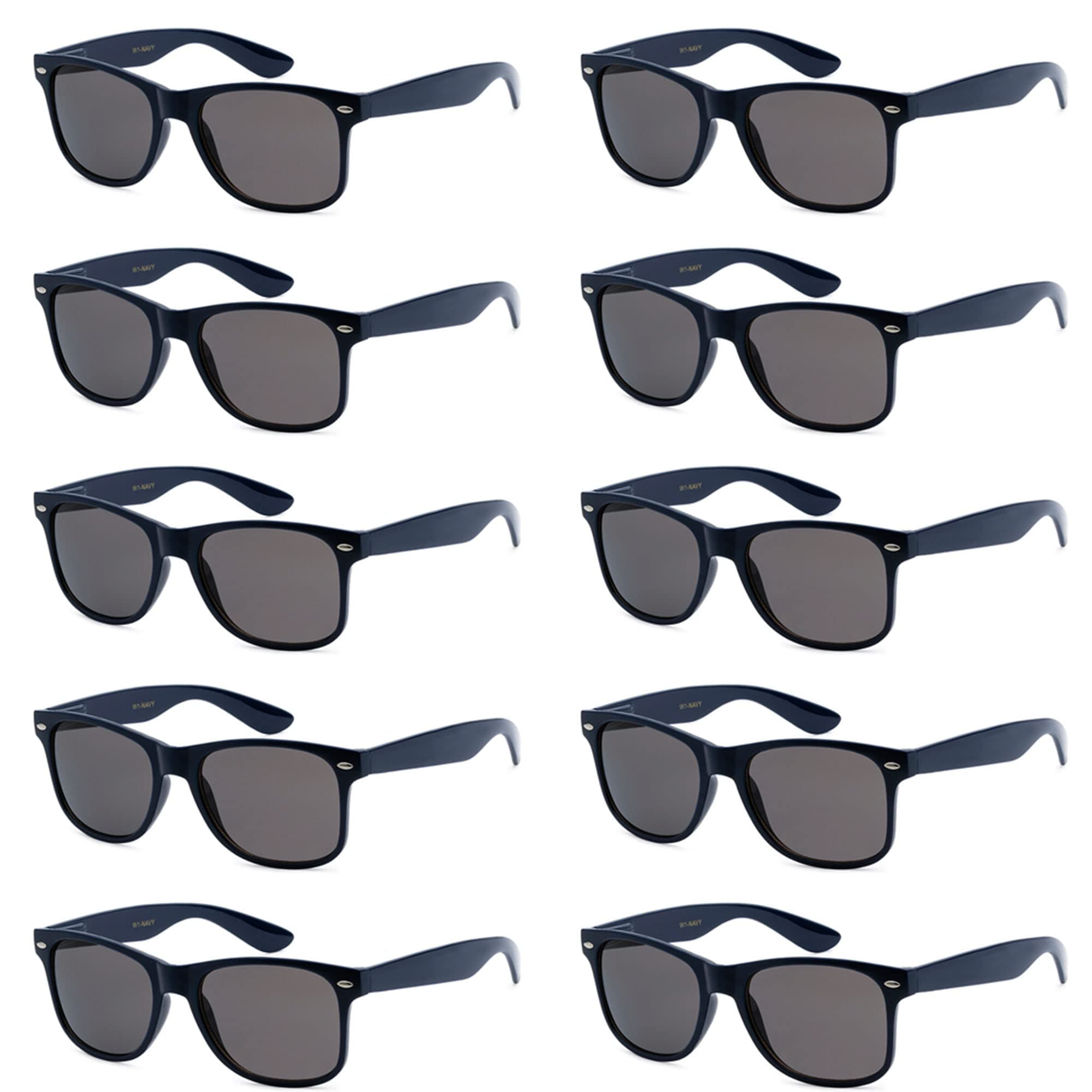 UV Protection Sunglasses Men & Women – Lightweight & Durable Unisex 80’s Retro Shades with Flexible Hinges, Bulk 10-Pack