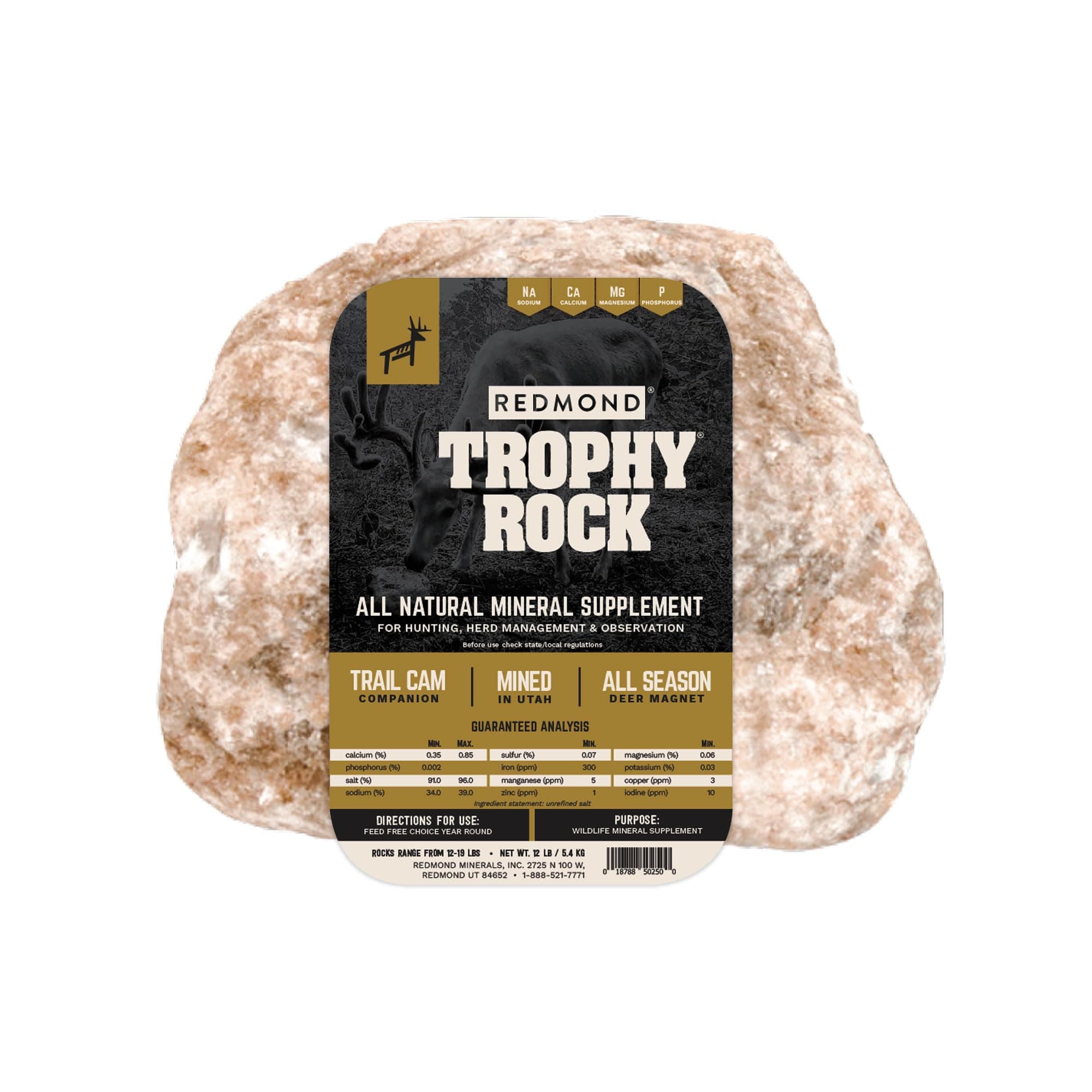 Redmond All-Natural Mineral Rock/Salt Lick, Attract Deer and Big Game 12 pounds