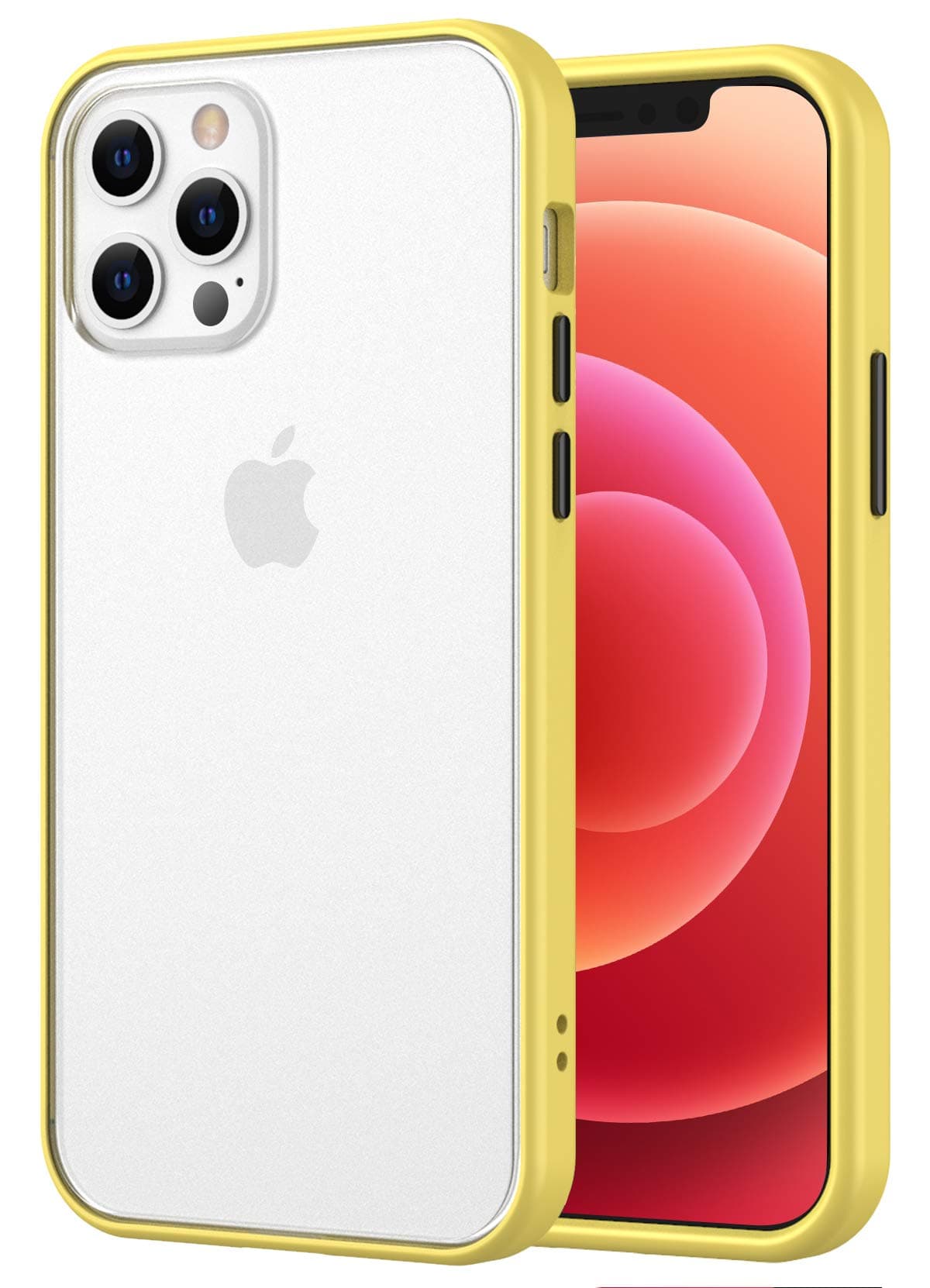 Saputu Compatible with iPhone 12 Pro Max Case, Translucent Matte TPU Bumper Soft Edges, Shockproof Anti Scratch Anti-Drop Protection Frosted Cover (Yellow)