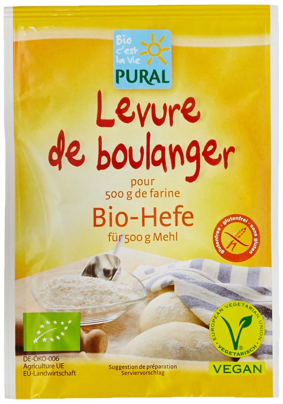 Organic Dry Bakers Yeast Pack Of 5 x 9g PURAL - Authentic Dry yeast For Baking Certifies Gluten Free - Dry Active Yeast Powder