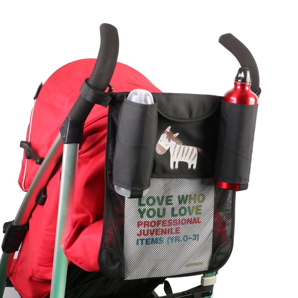 Stroller Organizer by JOYREN - Universal Fit Baby Buggy Organizer with Two Cup Holders and Mesh Pocket