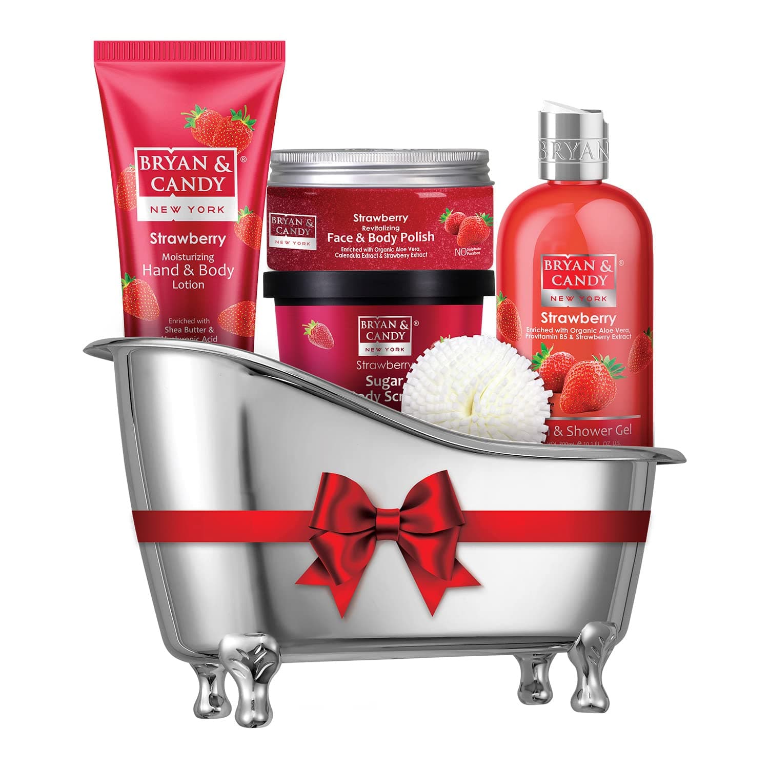 Bryan & Candy Strawberry Bath Tub Essentials| Women's Day Gift Set For Women And Men | Complete Home Spa Experience