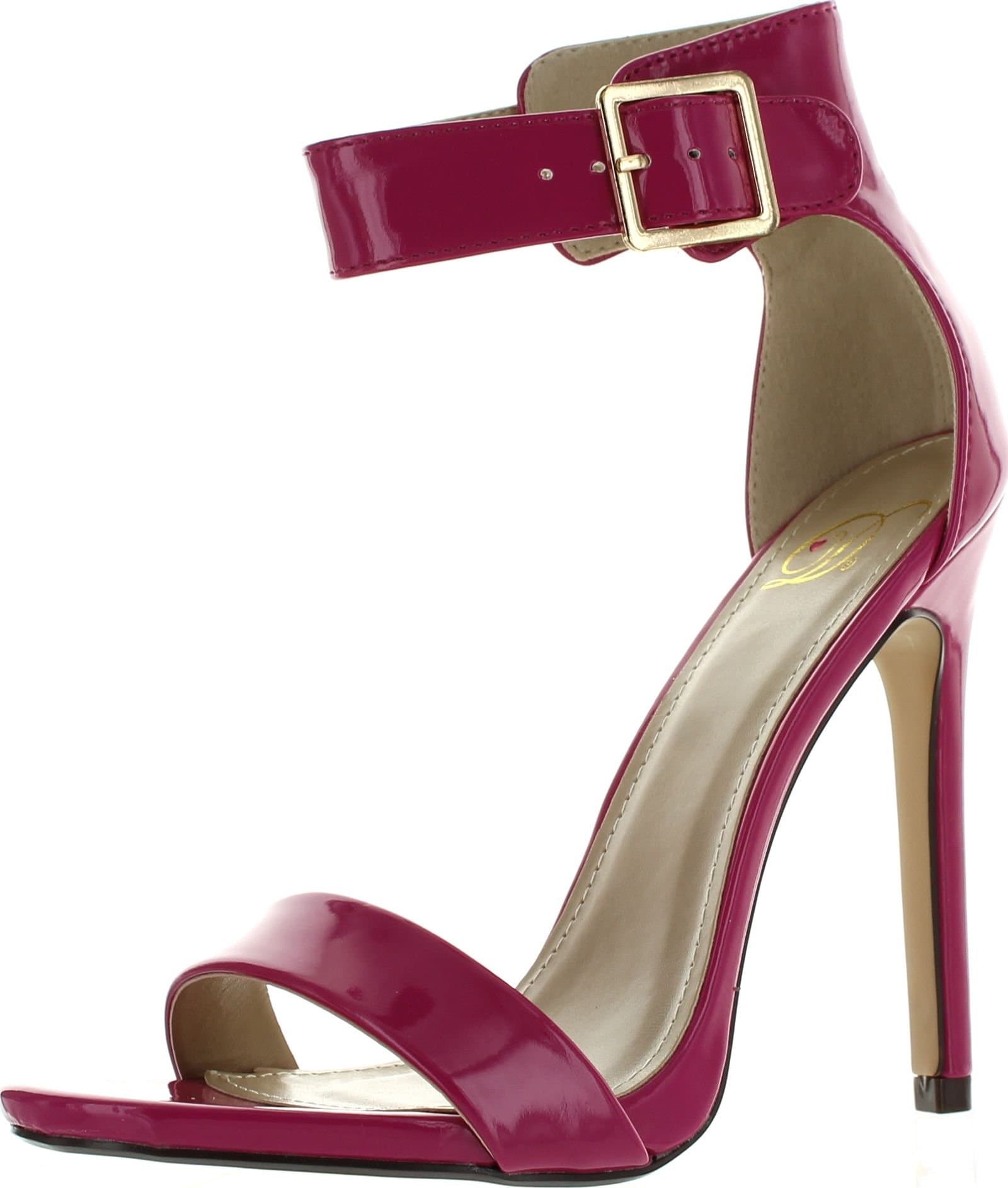 Delicious Women's Canter Single Sole Ankle Strap High Heels Hot Pink Patent 10