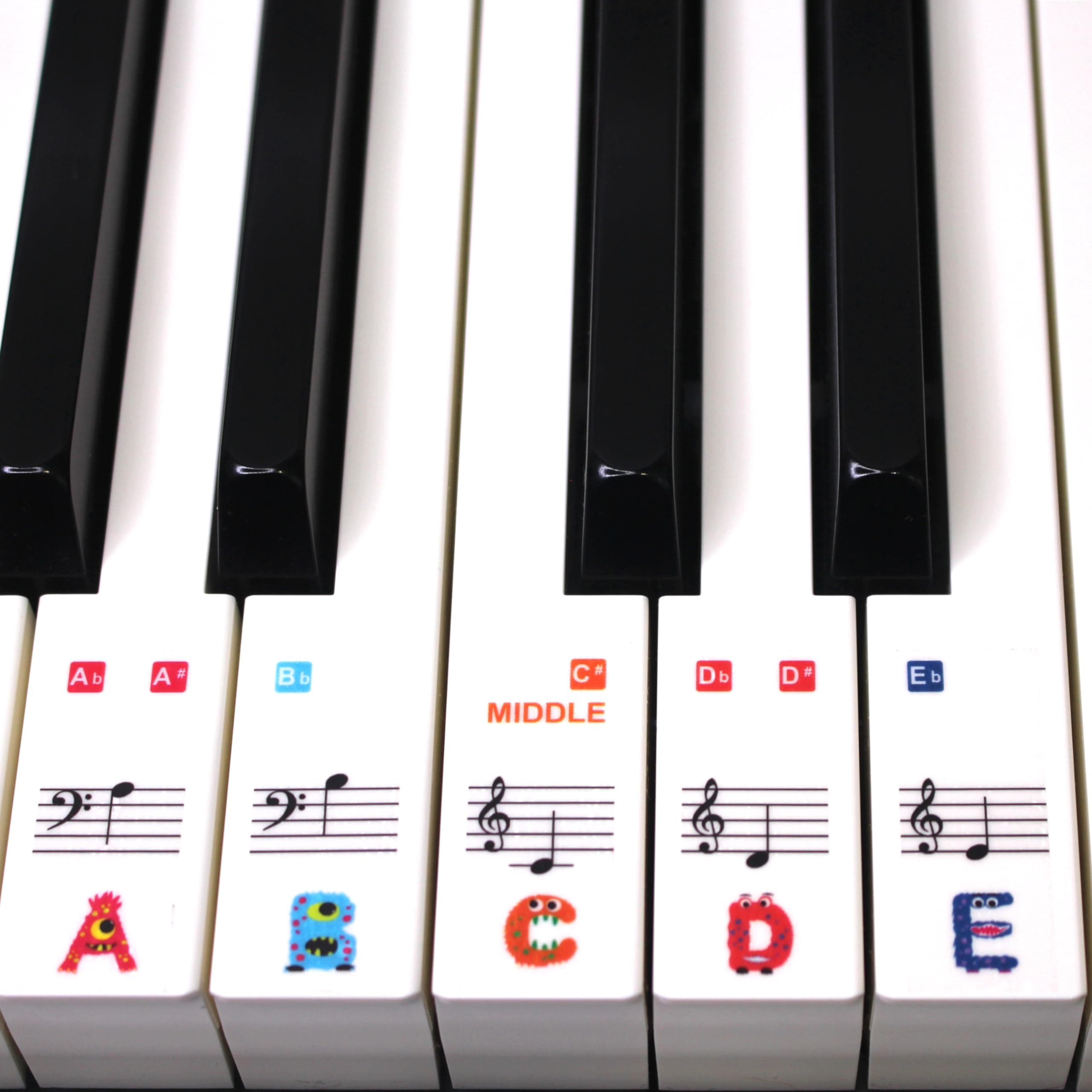 Keyboard or Piano Stickers 61 key set For Kids CLEAR, REMOVABLE. Learn to play THE FUN WAY PSMW61. 36 Stickers in a pack.