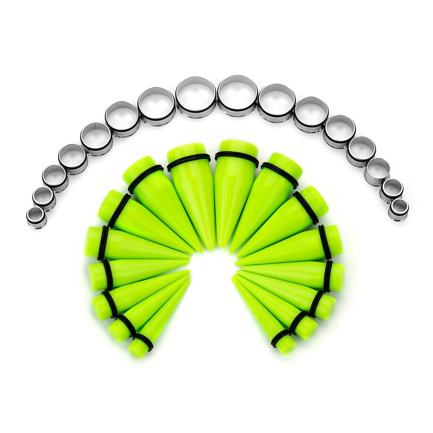 32Pcs 00G - 24mm Big Gauges Ear Stretching Kit Acrylic Tapers Surgical Steel Tunnels Gauges Piercing Set Expanders Gift