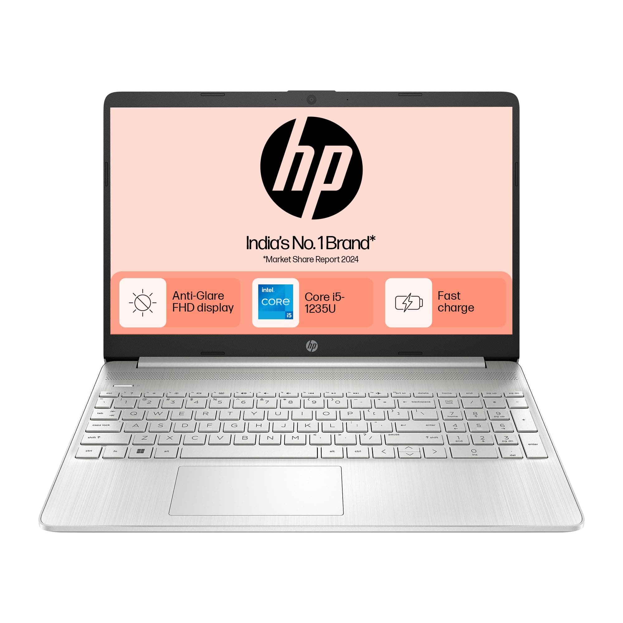 HP 15s,12th Gen Intel Core i5-1235U, 8GB DDR4 Ram, 512GB SSD, (Win 11, Silver, 1.69 kg),15.6-inch (39.6 cm), FHD, Intel UHD Graphics,fy5007TU