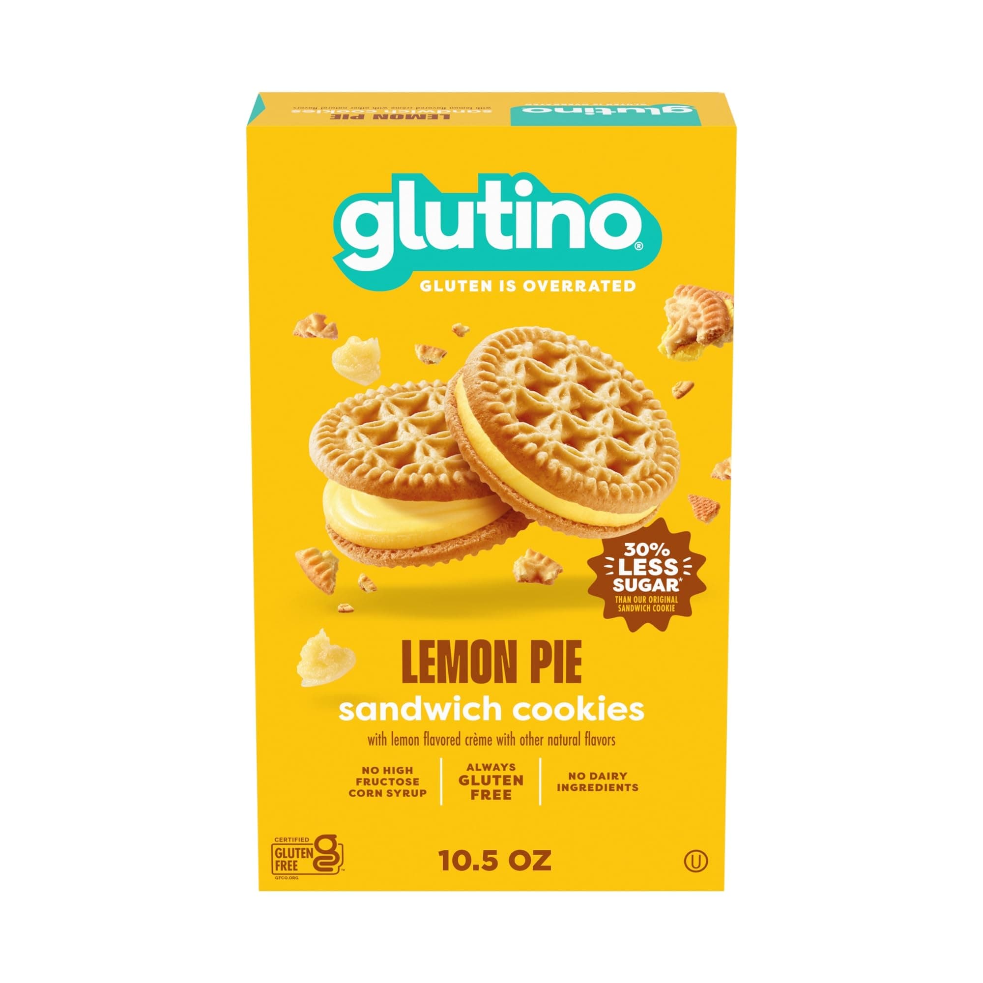Gluten Free Lemon Pie Flavored Sandwich Cookies, Gluten Free Snacks, 10.5 oz.