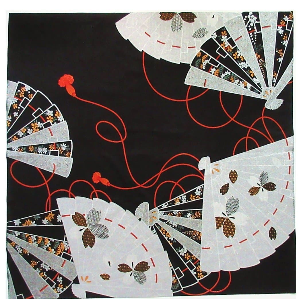 [XXL/43inc] Furoshiki- Japanese Wrapping Cloth/Tapestry- Gold Lacquer/Fun (Black)