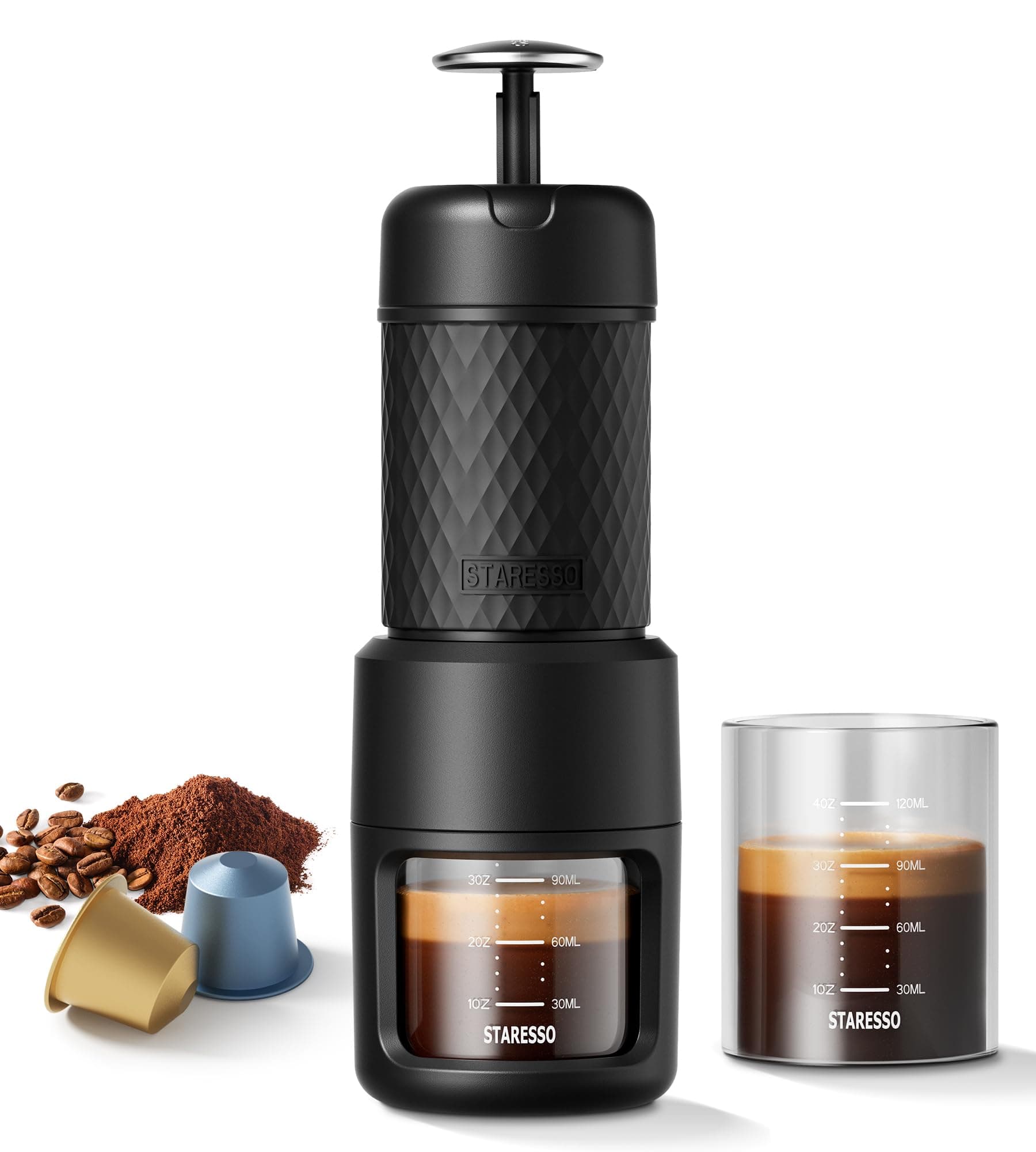 STARESSO Camping Coffee Maker, Small Travel Coffee Machine, Mini Espresso Machine, Capsule Coffee Machine for Camping