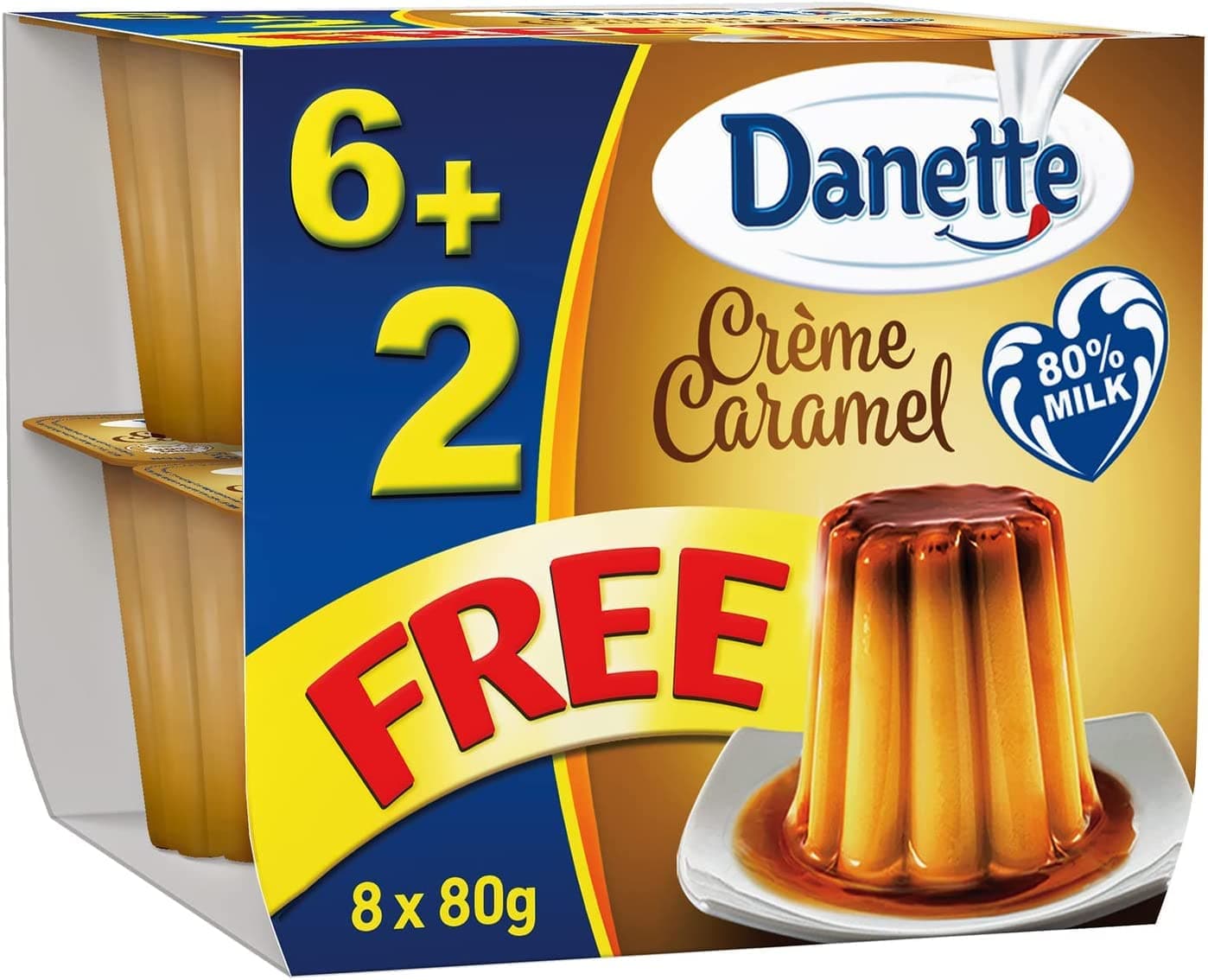 Danette Creme Caramel Dessert 80g x 6+2 Free