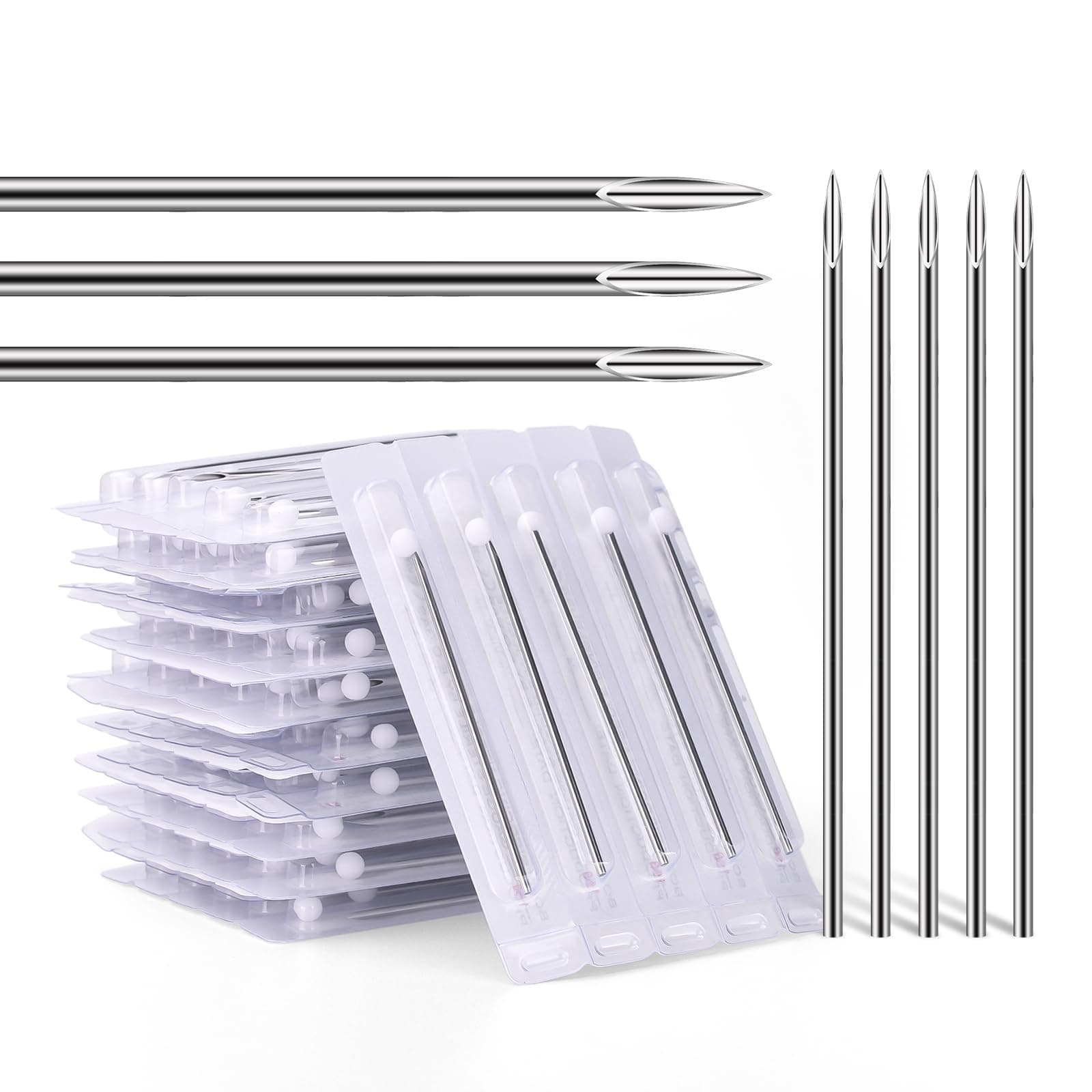 Body Piercing Needles 14G 16G Stainless Steel Sterile Disposable Ear Nose Navel Lip Piercing Needles