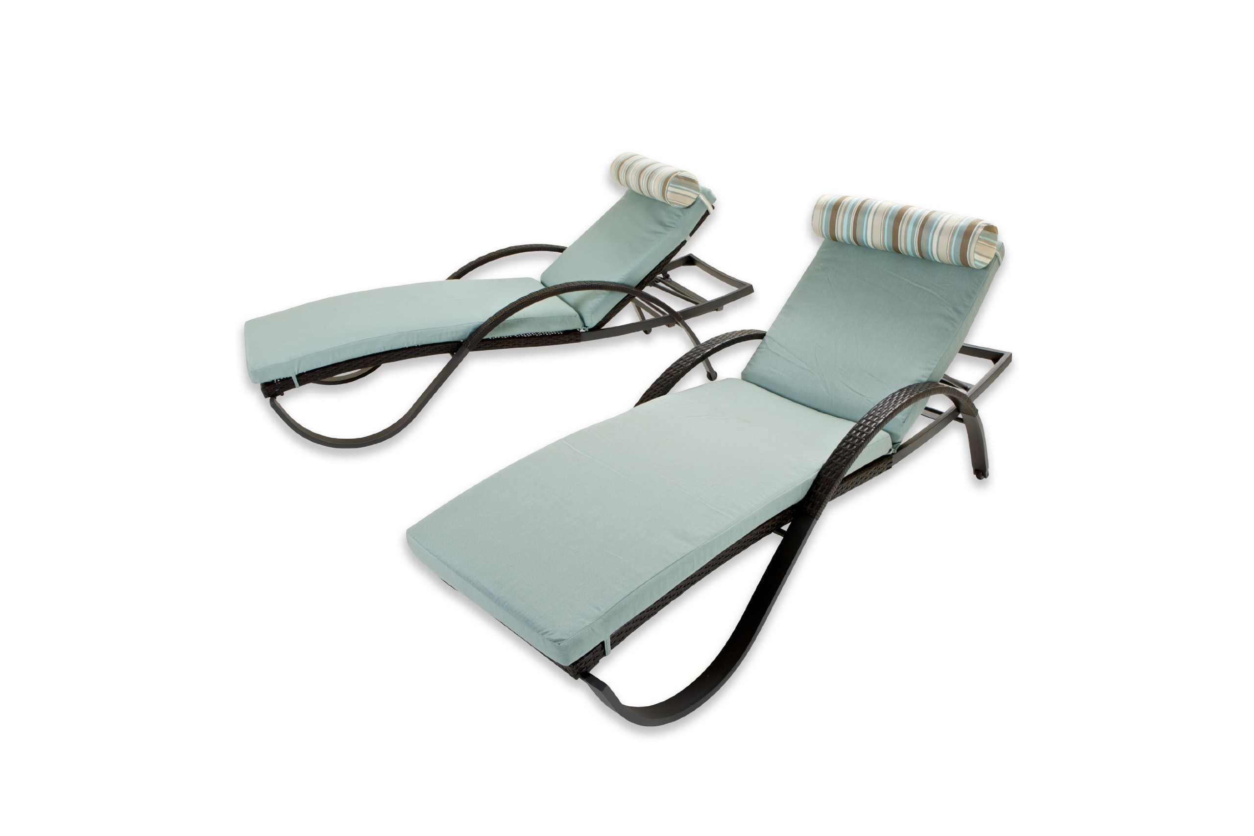 RST Brands OP-PEAL-DEC-2E-BLS-K Bliss 2-Pack Deco Lounger with Cushion and Bolster Pillow Set
