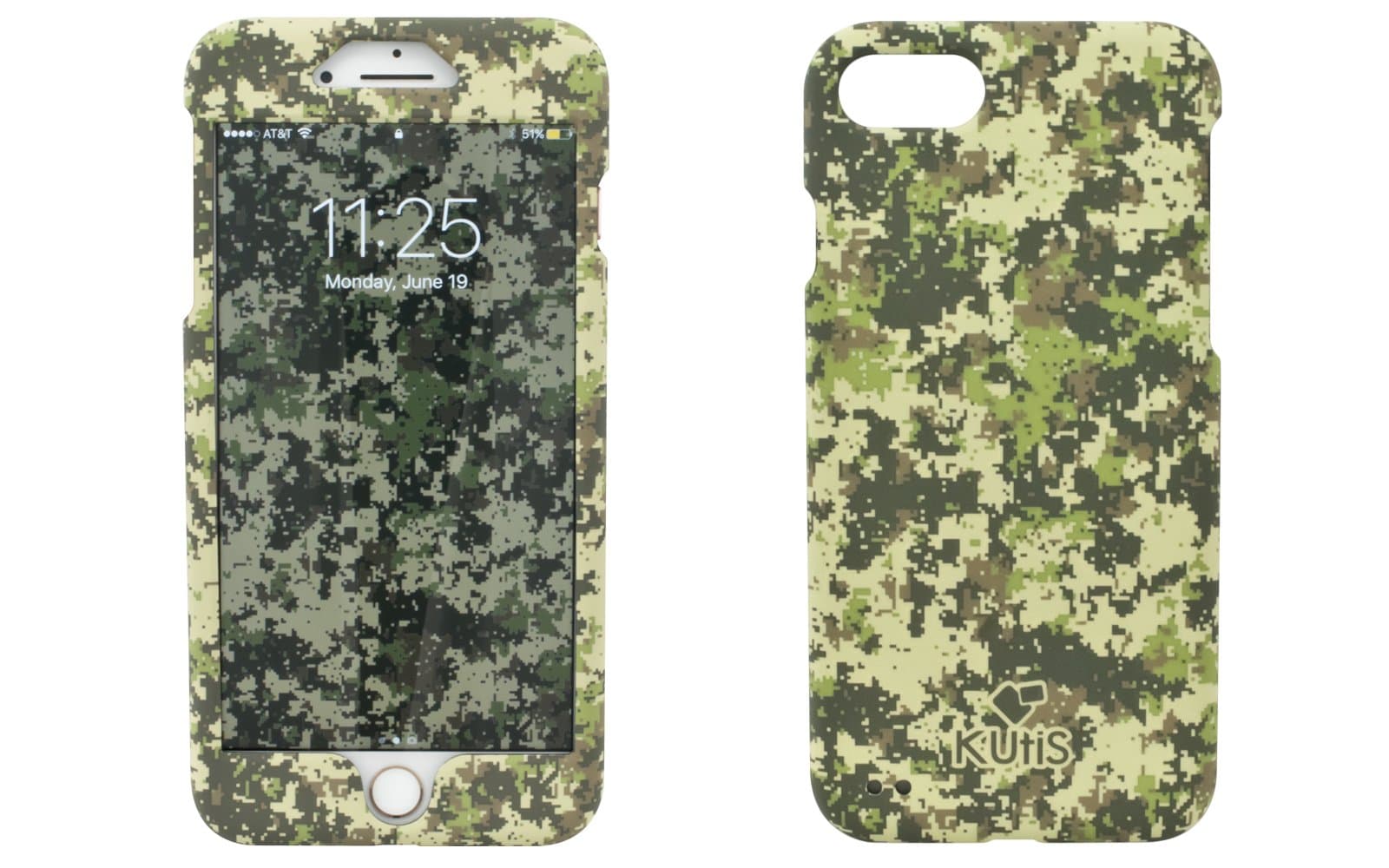 360° Slim Matte Protector Case Cover W/Matching Wall Paper for Apple iPhone 8 Plus, 7 Plus (Camouflage)