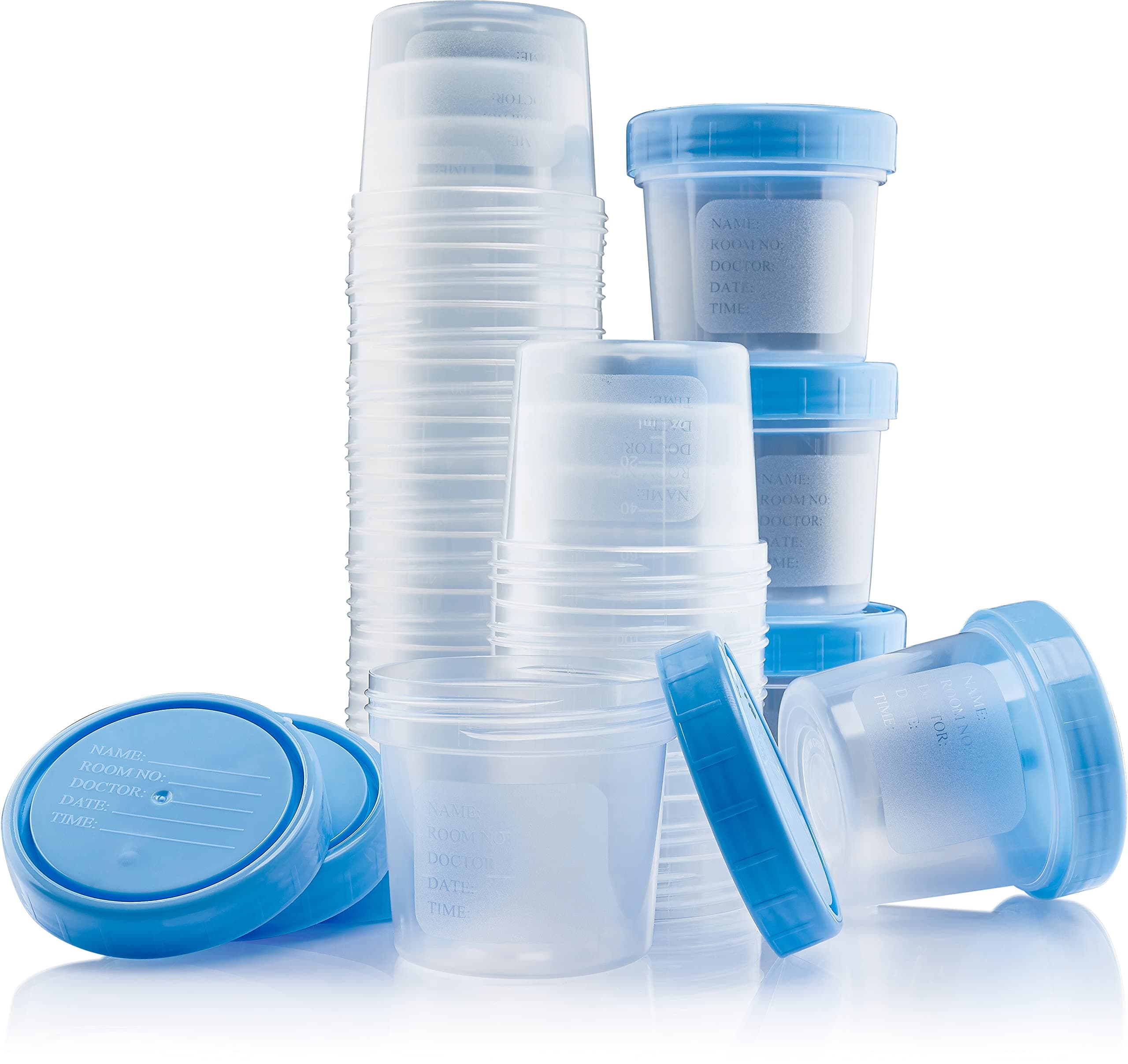 Caremax Supply Specimen Cups with Lids-Leak Proof Lid- High Quality Latex Free Polypropylene Plastic- Non-Sterile- 25 4oz Specimen Jar