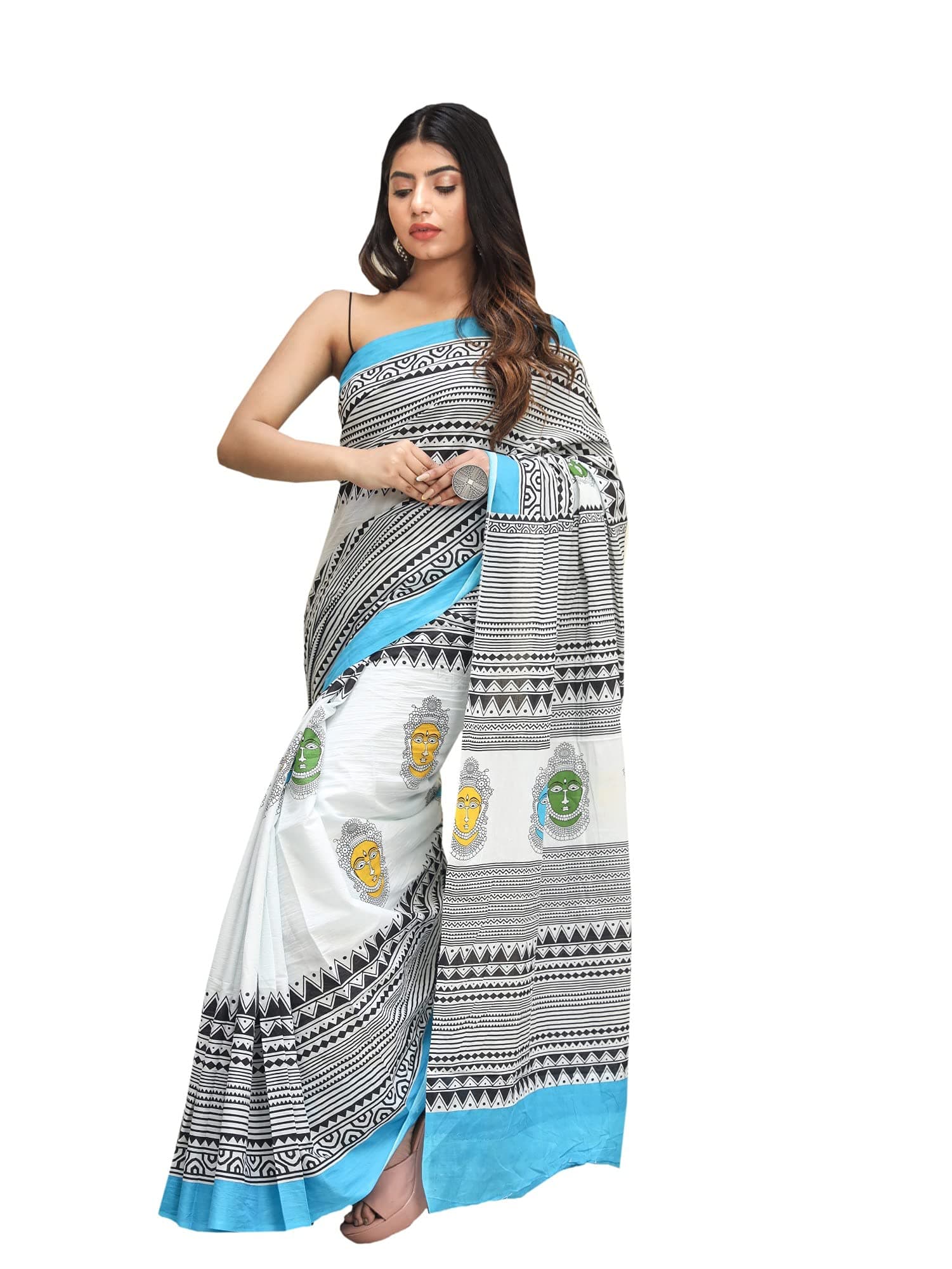 Shivanya Handicrafts Printed Mulmul Cotton Saree for Women Attach Blouse Piece