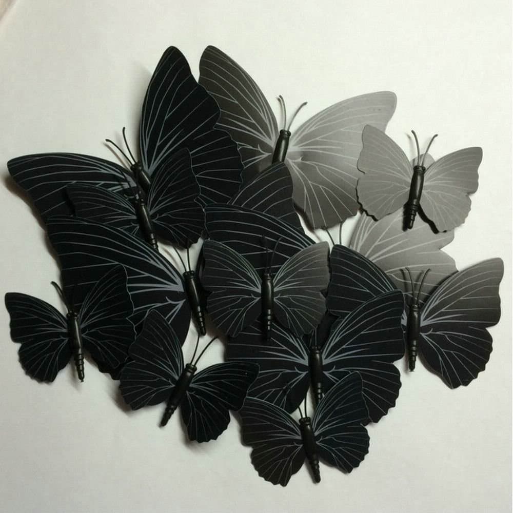 GRC[TM] 3D Black Butterfly Wall Decor Home Decal Sticker Art Room Removable 3d Mural Stickers Diy Butterfly Design