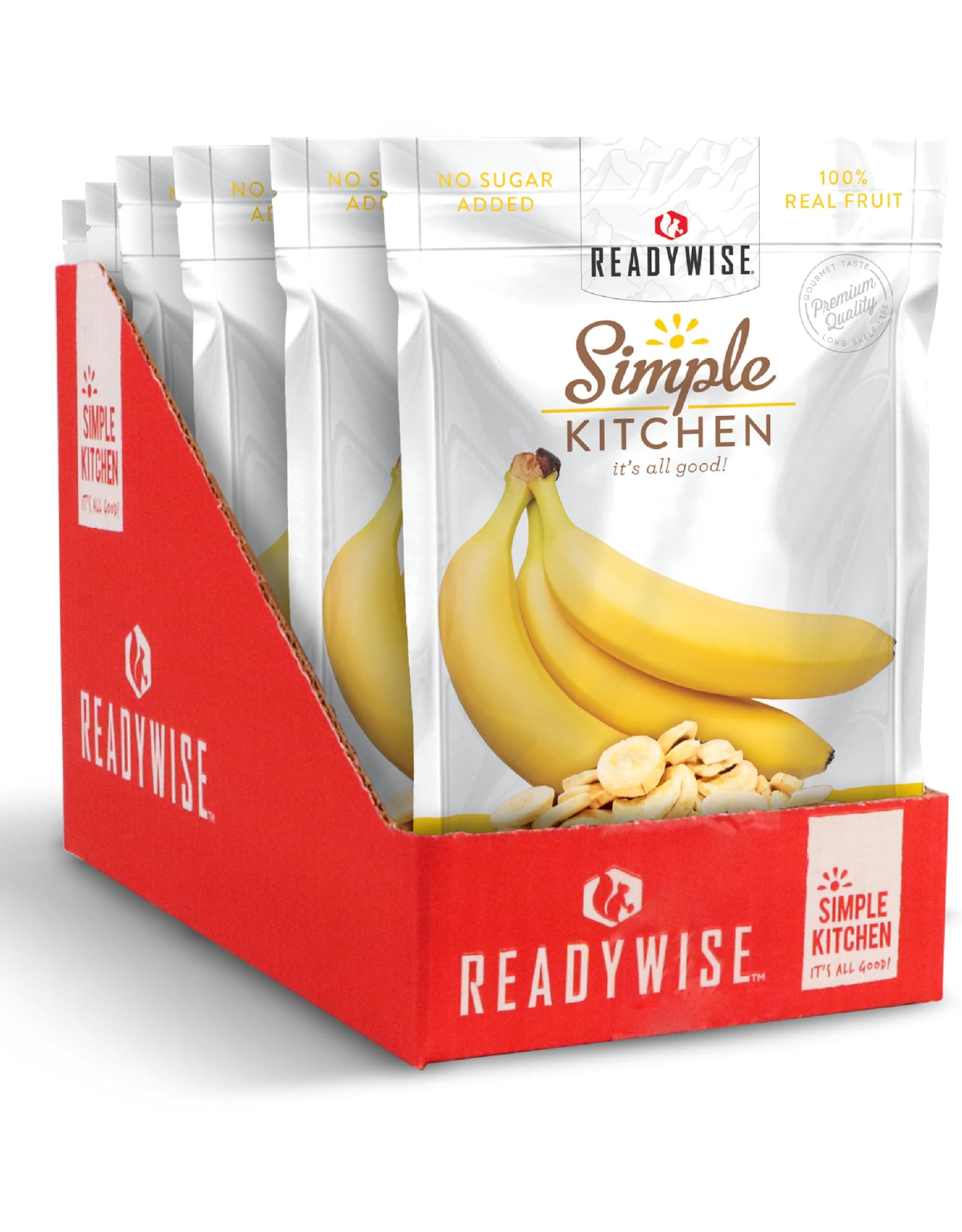 Simple Kitchen, Freeze-Dried Bananas, 24 Servings, Pack of 6, Vegetarian, Gluten Free, Snacks, Banana, Dried Fruit, Pre Workout, Healthy Snacks, Camping, Backpacking, Survival Food