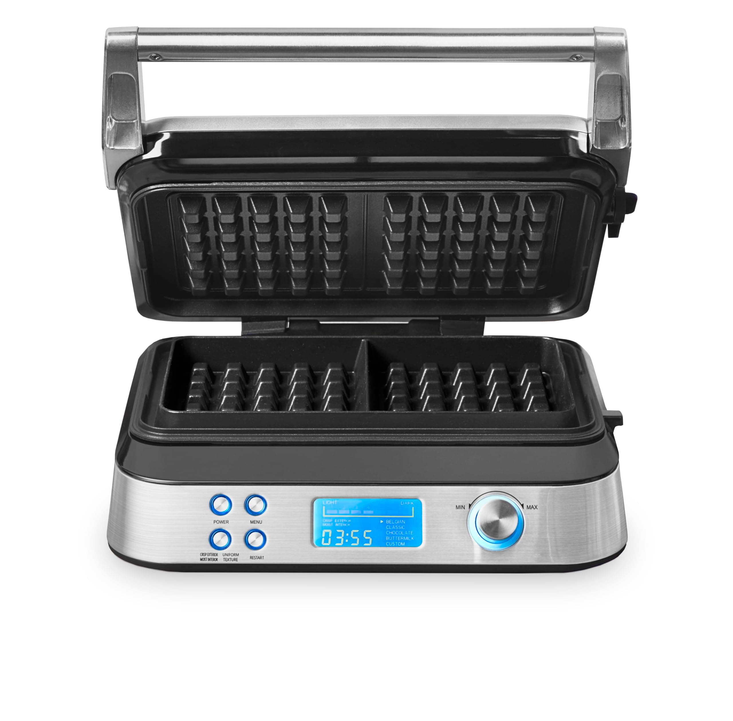 Belgian Waffle Maker 1600W - Non Stick Belgian Waffle Iron with 5 Automatic Programs - 7 Adjustable Temperature Control Settings Double Waffle Maker - Deep Fill Waffles Machine
