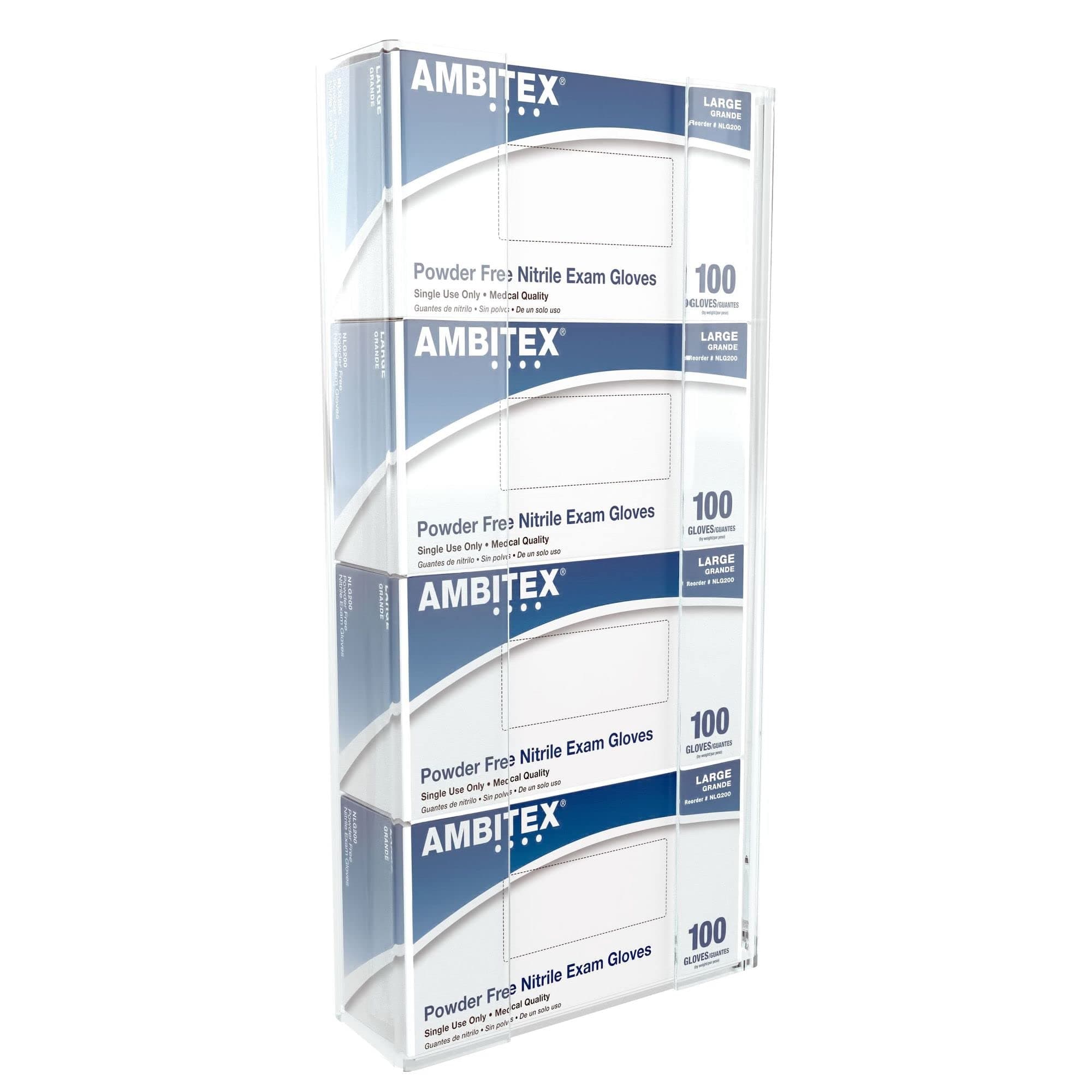 Kantek Wall Mounted Acrylic Glove Box Holder Dispenser, 4 Box Capacity, for Use in Food Service, Healthcare, Hospitals, Restaurants, 10.3" x 3.8" x 21.3", Clear