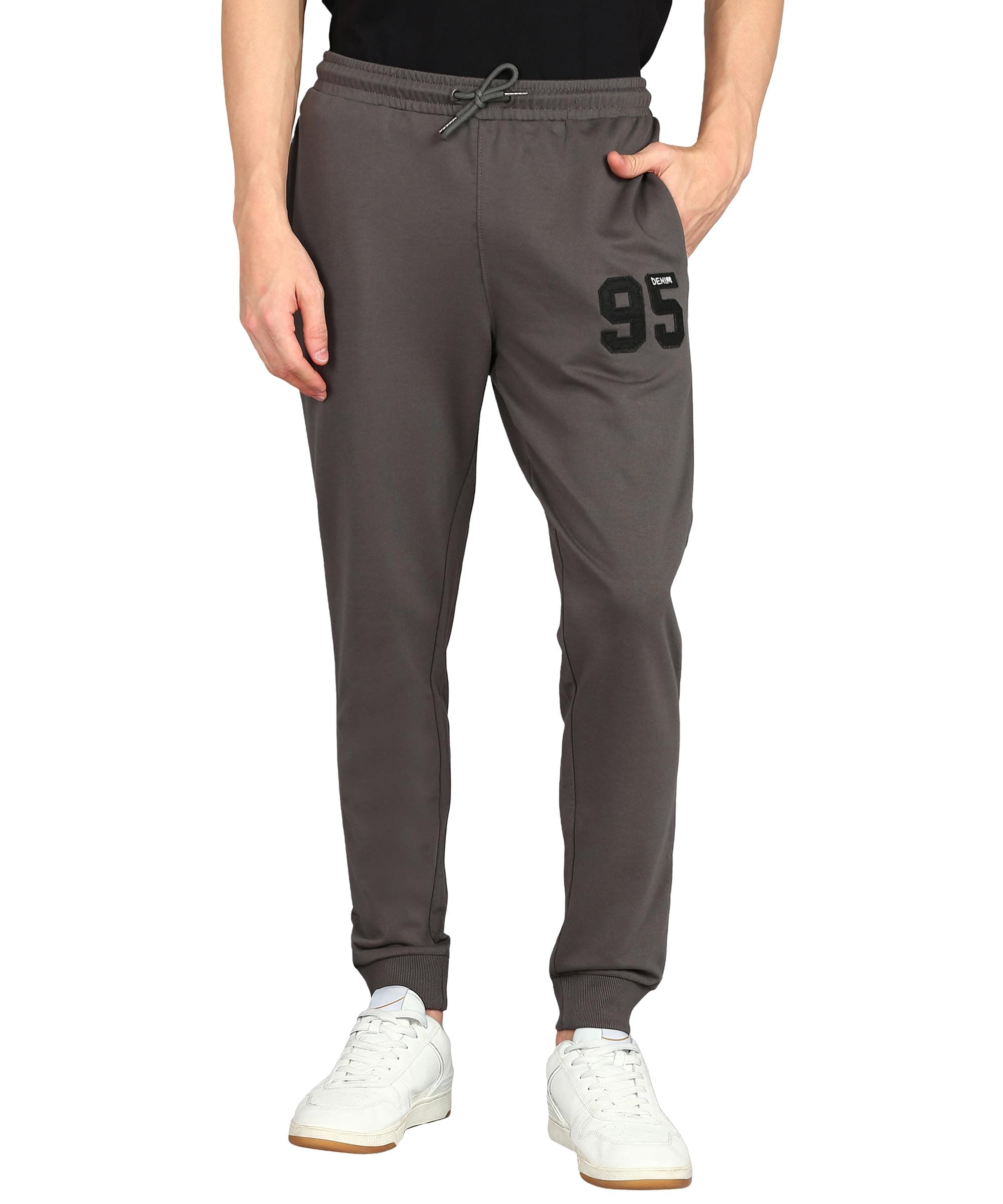 Men Mid Rise Cotton Blend Joggers Track Pants | French Terry | Zipper Pocket | Casual, Gym & Lounge Wear