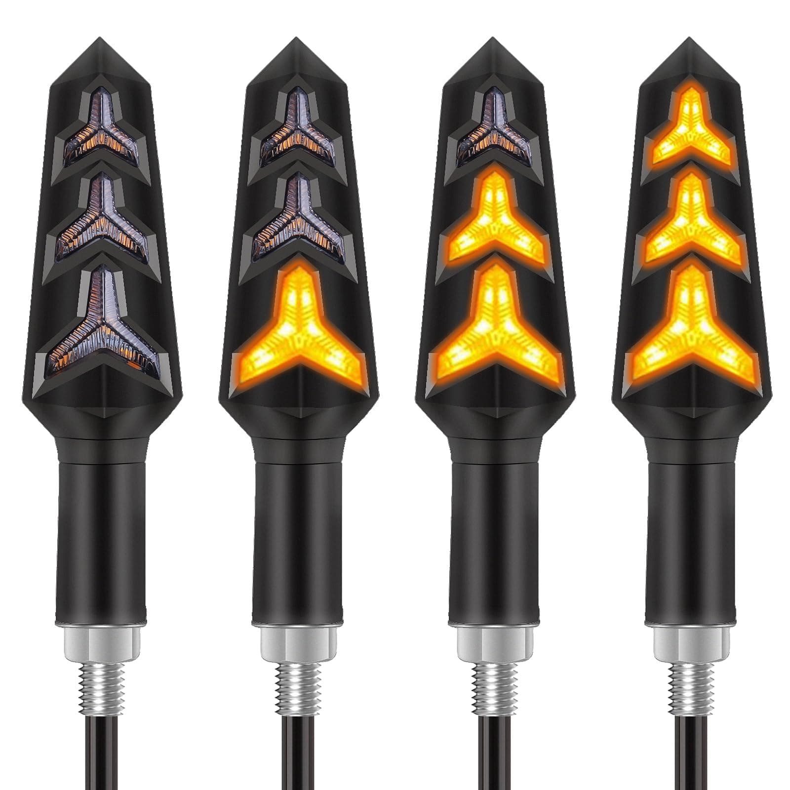 Kinstecks 4PCS Motorcycle Indicators Flowing Turn Signal Lights Motorbike Turning Indicators 12V 12 LEDs Bulbs for Motorcycle Motorbike Scooter Quad Cruiser Off Road-Y Shape