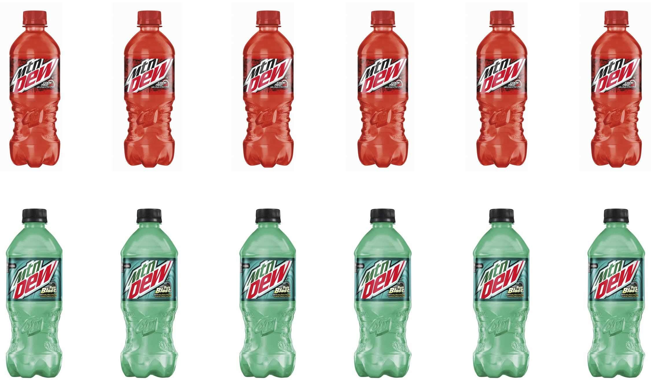 LUV BOX - Variety Mtn Dew pack , 20 oz Bottles , pack of 12 ,Code Red , Baja Blast LTO