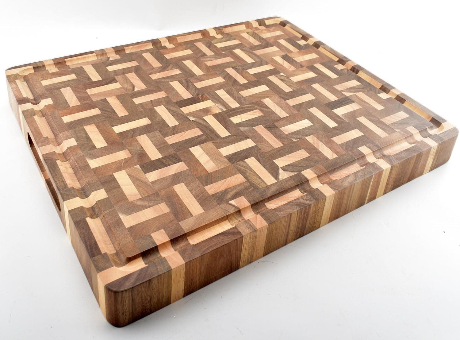 Generic QuantumG-Acacia Wood Cutting Board (ExtraThick 3.8cm), Premium Quality & Professional Butcher Block. Heavy duty end-grain wood chopping board and Cheese Serving Board (Multi Color Pattern)