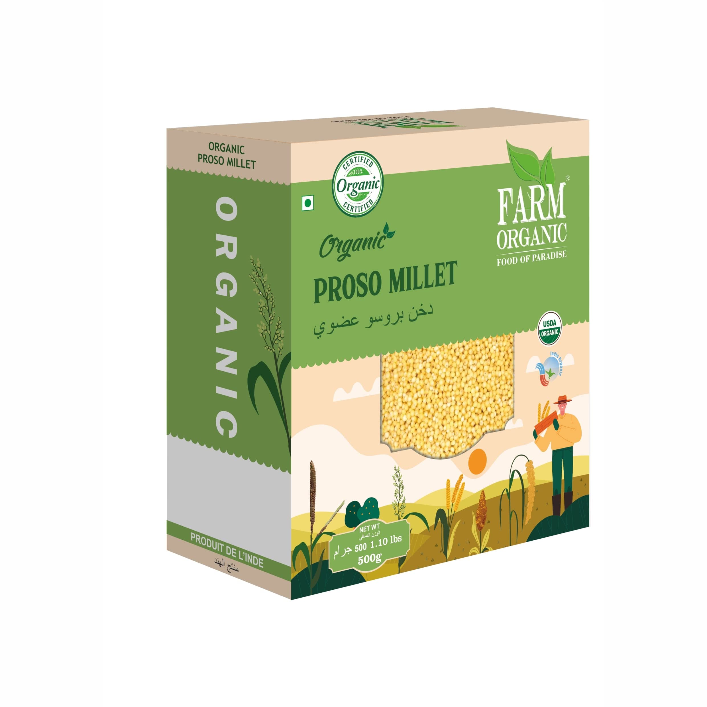 FARM ORGANICOrganic Proso Millet | 500g | Vegan | Gluten Free | NonGMO | Halal