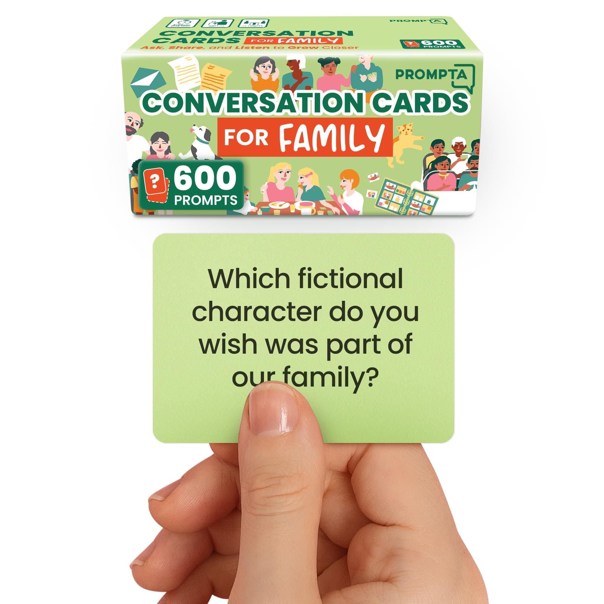 600 Conversation Cards for Families – Fun Family Game for Kids and Adults During Game Night, Family Dinner, or Road Trips – Five Get to Know You Question Categories on 2.5" x 1.75" Cards