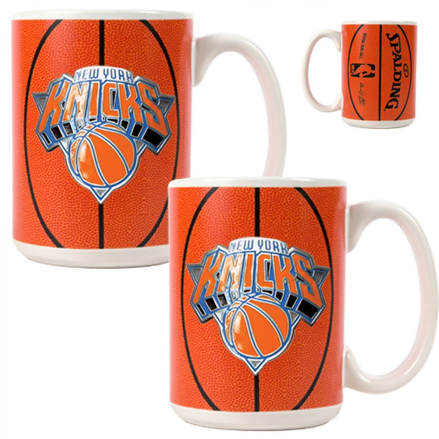 NBA New York Knicks Two Piece Ceramic Gameball Mug Set - Primary Logo