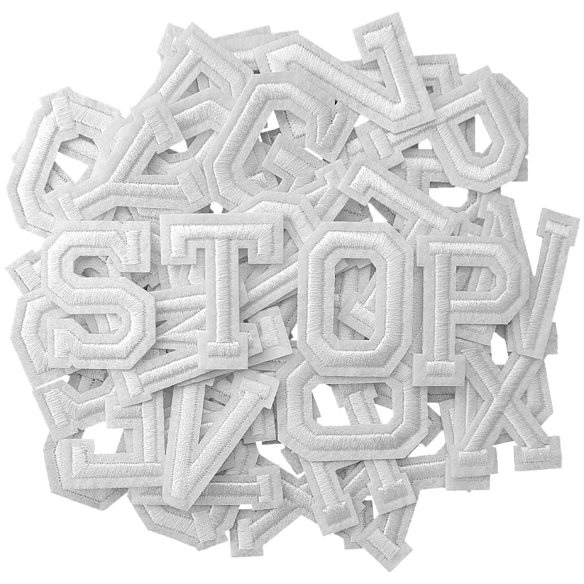 52Pcs Iron on Letter Patches, Letters A-Z Embroidered Applique Patches for Clothes, Skirts, Hats, Socks, Jeans DIY Accessories - White