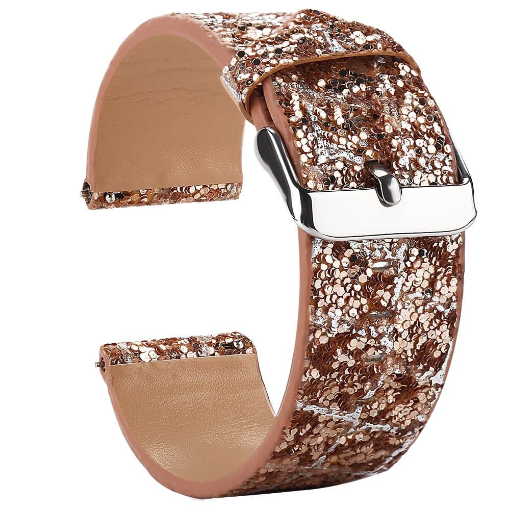 Moonooda 22mm Glitter Sparkling strap Compatible with Samsung Galaxy Watch 46mm S3 Frontier Classic Watch, Quick Release Bands Replacement for 22mm Wide Watch, Silver and Gold