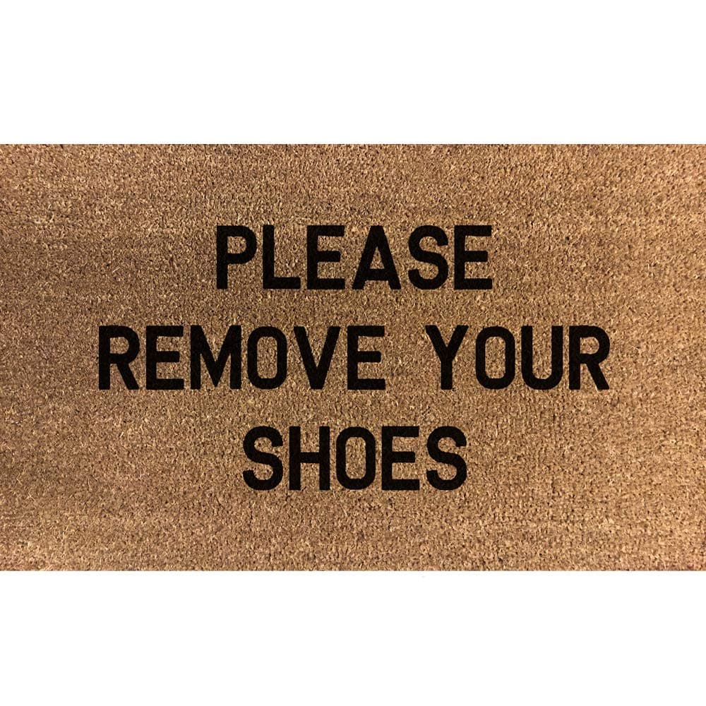 70cm x 40cm PLEASE REMOVE YOUR SHOES Printed Internal Coir Mat, Door Mat Stencilled
