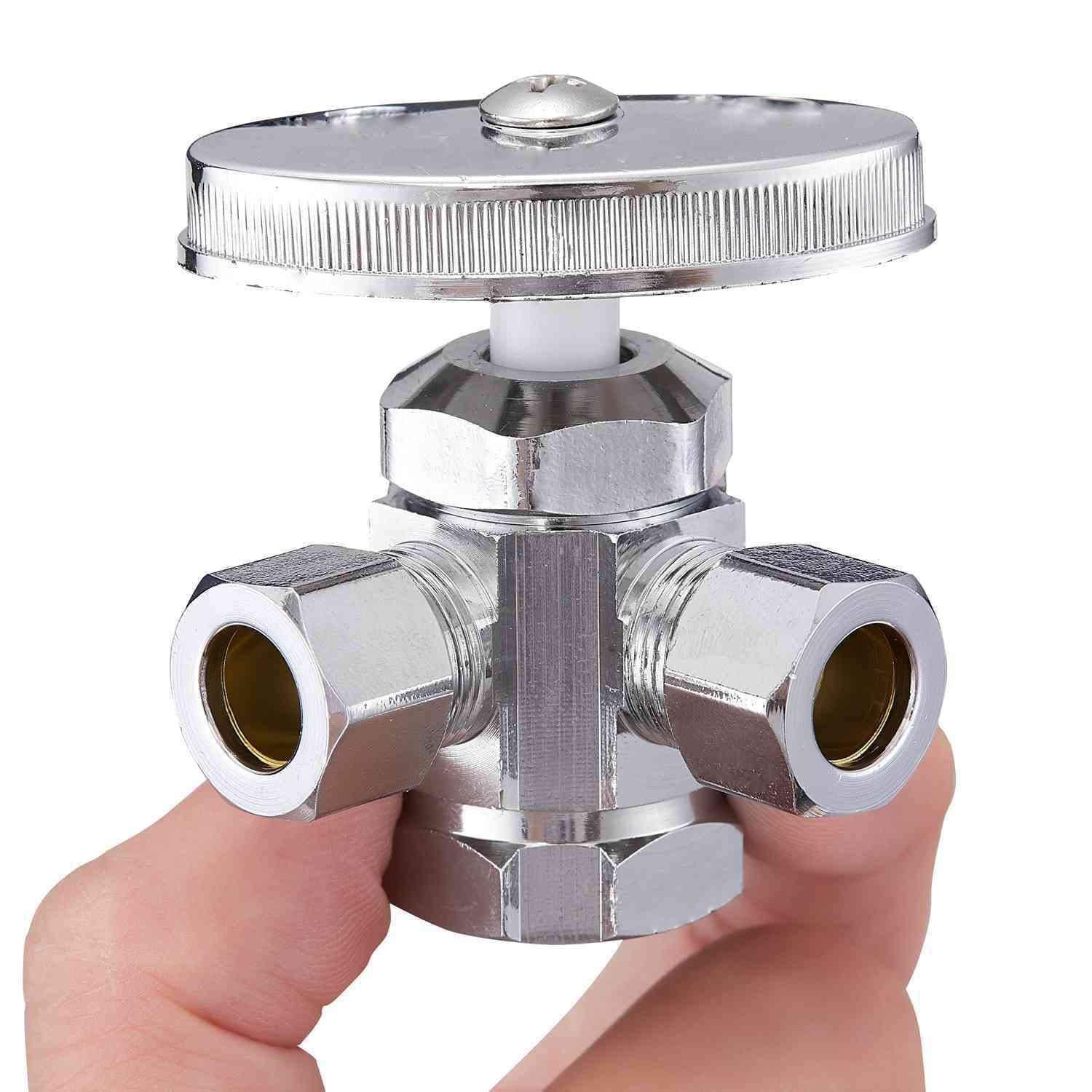 Minimprover Chrome Plated Heavy Duty Brass 3-way 360° Angle Stop Valve,1/2"FIP Inlet x 3/8"OD Compression x 3/8"OD Compression,Supply Valve Dual Outlet Valve