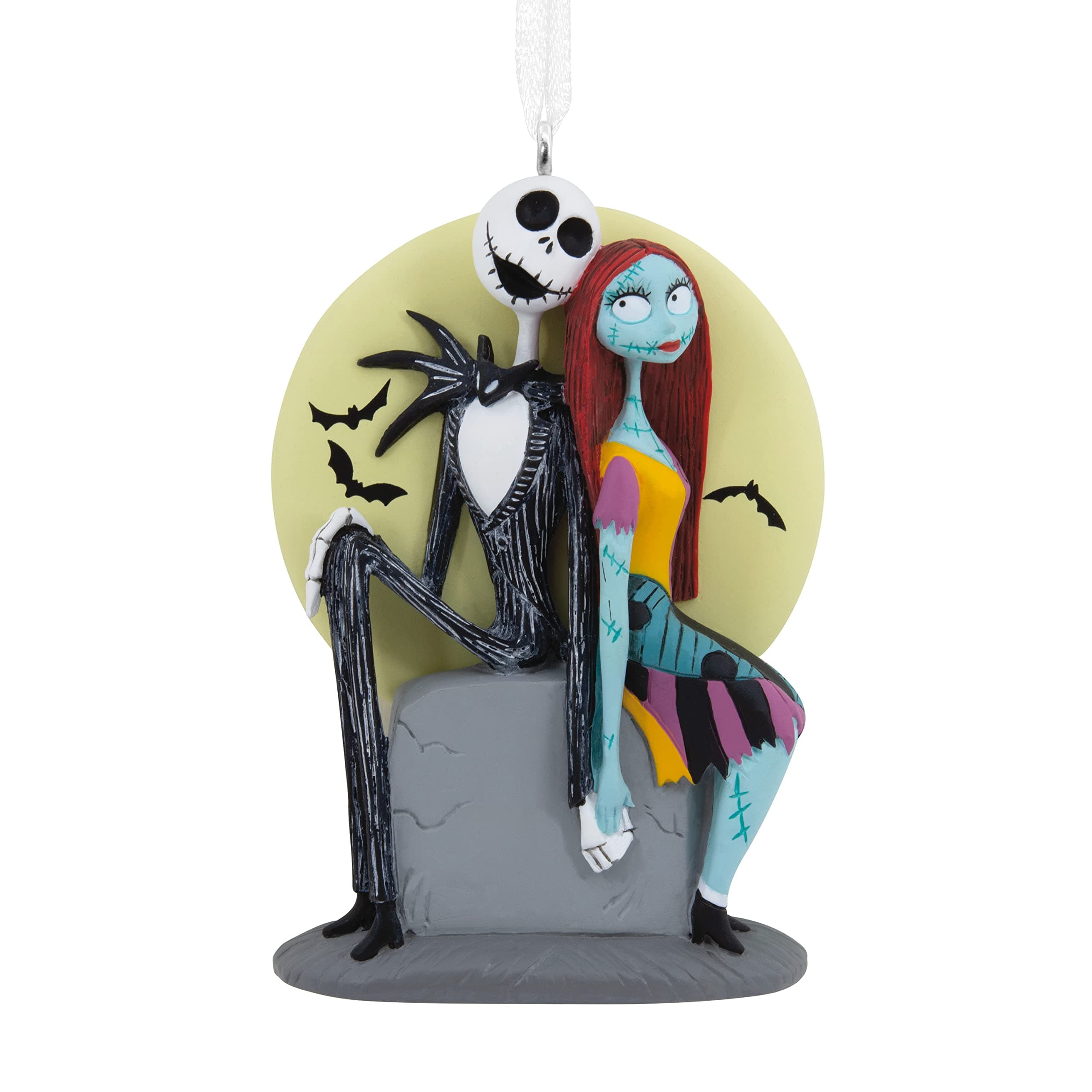 Disney Tim Burton's The Nightmare Before Christmas Jack and Sally on Tombstone Resin Christmas Ornament