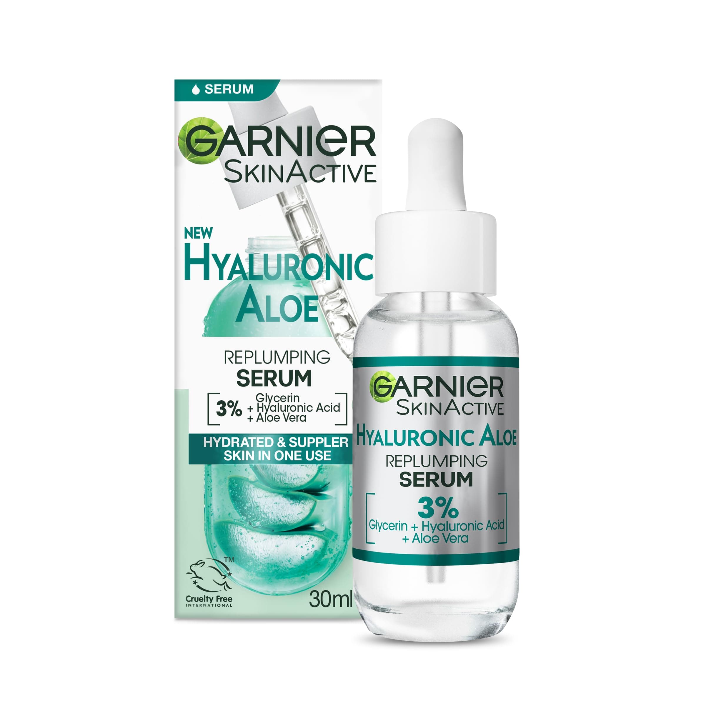SkinActive Hyaluronic Aloe Super Serum, Replumps & Hydrates Skin Up to 10 Layers Deep, With 3% Hyaluronic Acid Aloe Vera & Glycerin, 30ml
