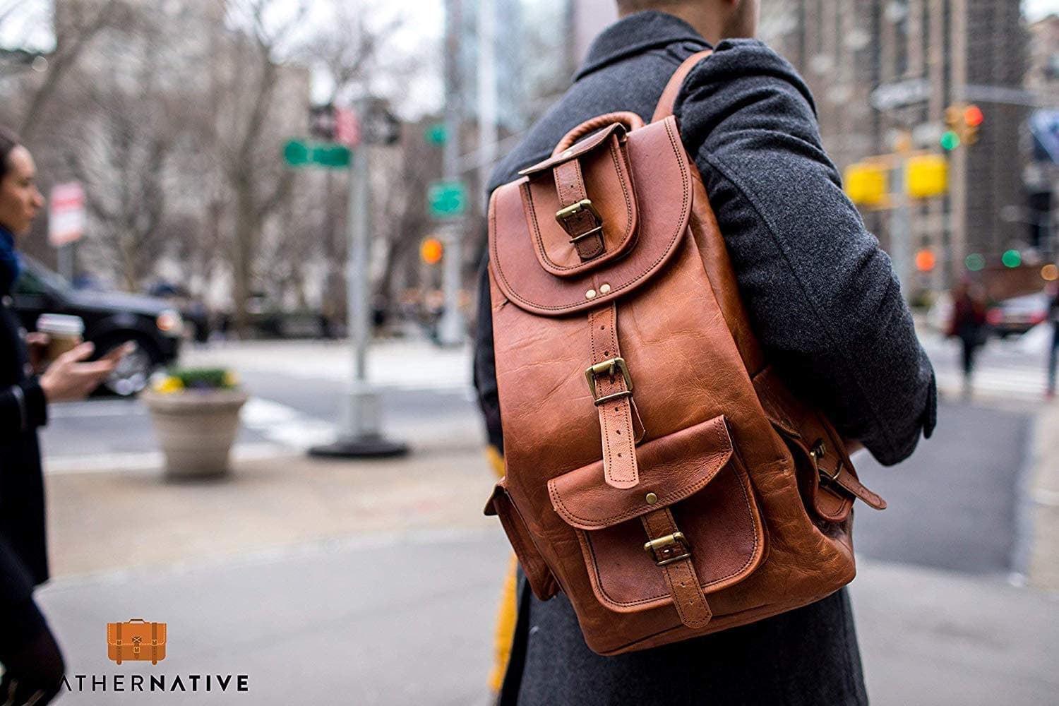 Leather Native 16" Genuine Leather Retro Rucksack School/Travel Drawstring Macbook Backpack Great Gift For Men And Women Summer Sale!