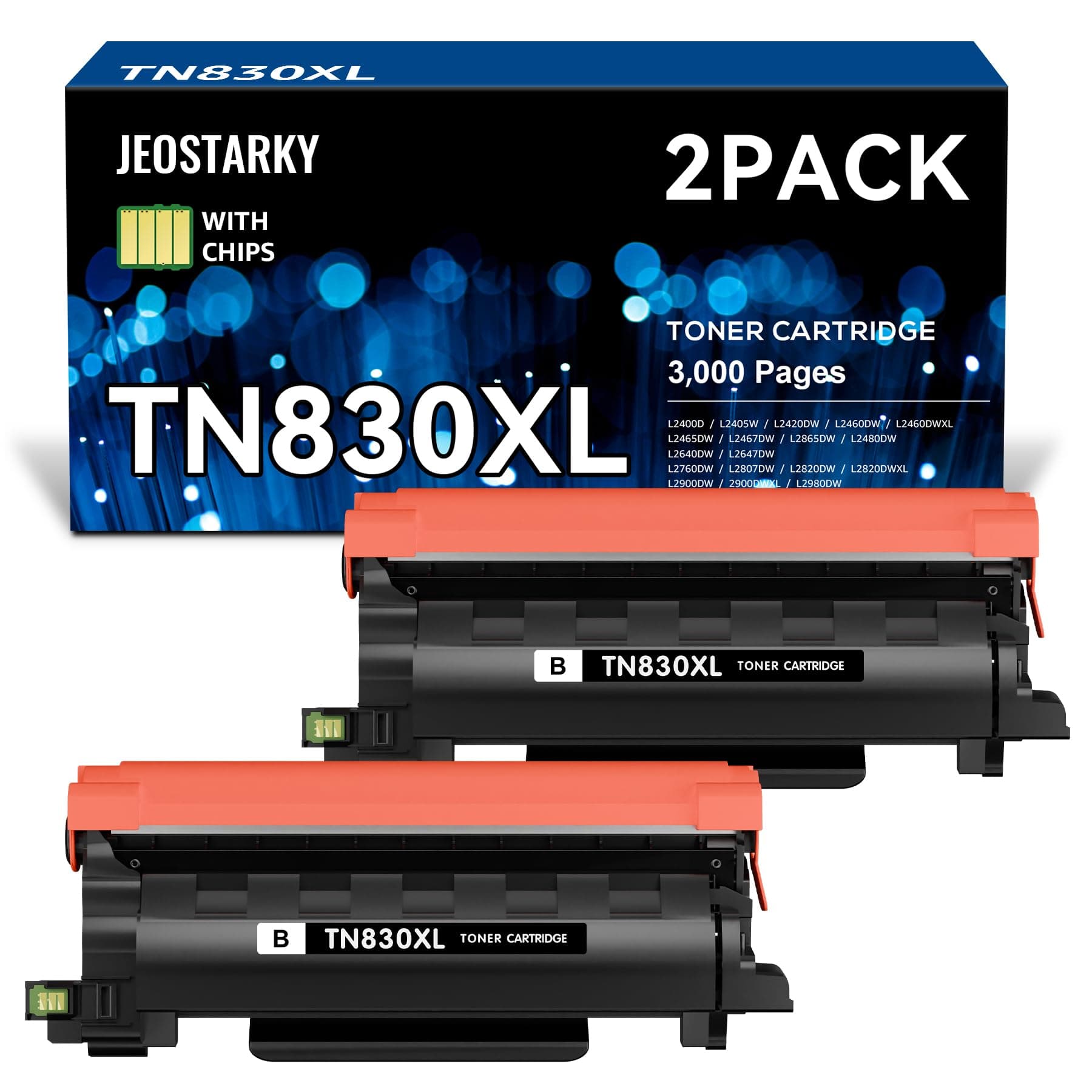 TN830XL Toner Replacement for Brother TN830XL TN830 XL Toner use with HL-L2460DW HL-L2405W HL-L2400D HL-L2480DW MFC-L2820DW MFC-L2820DW XL DCP-L2640DW Printer (Black,2 Pack)