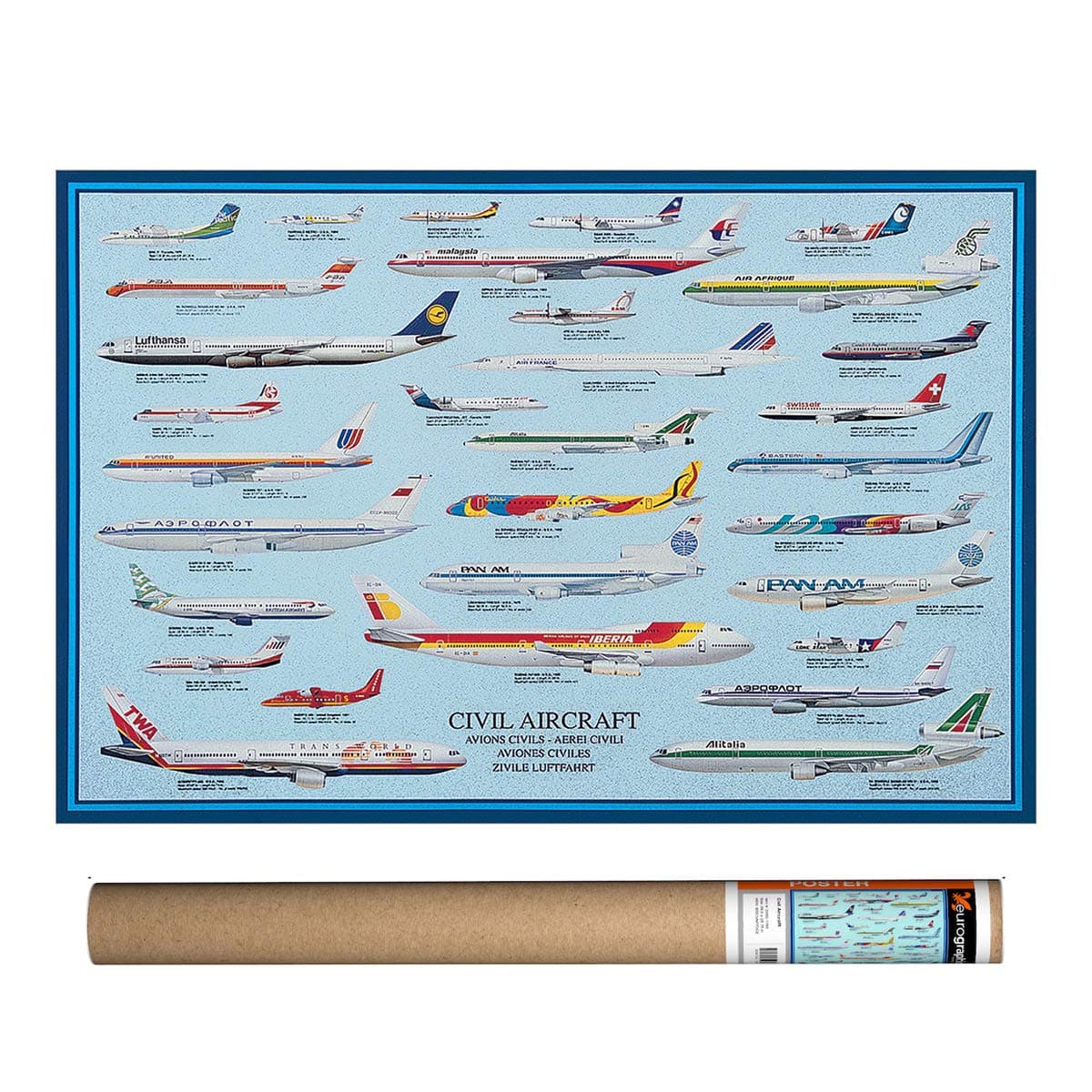 Civil Aircraft Poster, 38.5 x 25.75 inch
