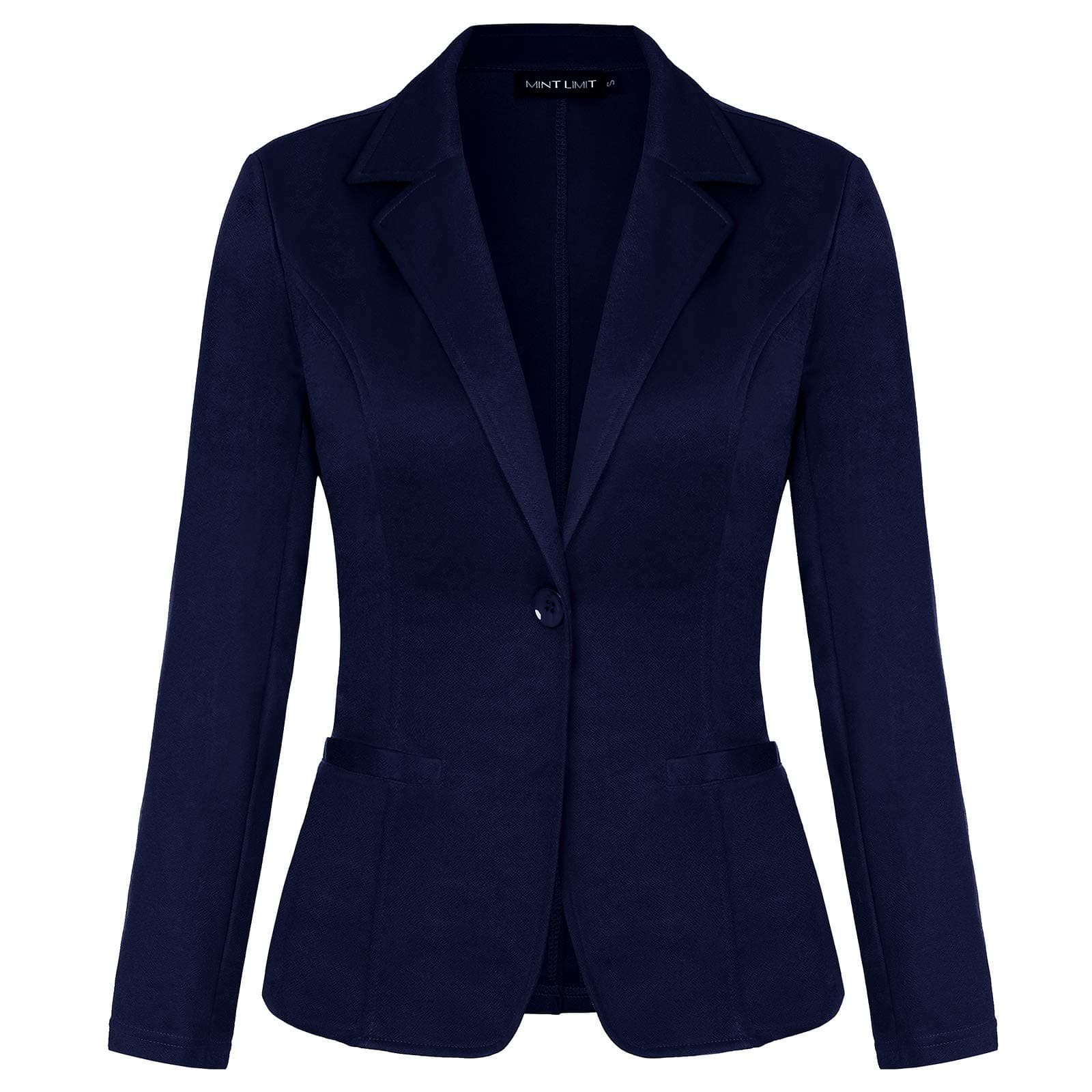 MINTLIMIT Women Long Sleeve Button Blazers Work Casual Office Notch Lapel Business Open Front Blazer Jacket with Pockets